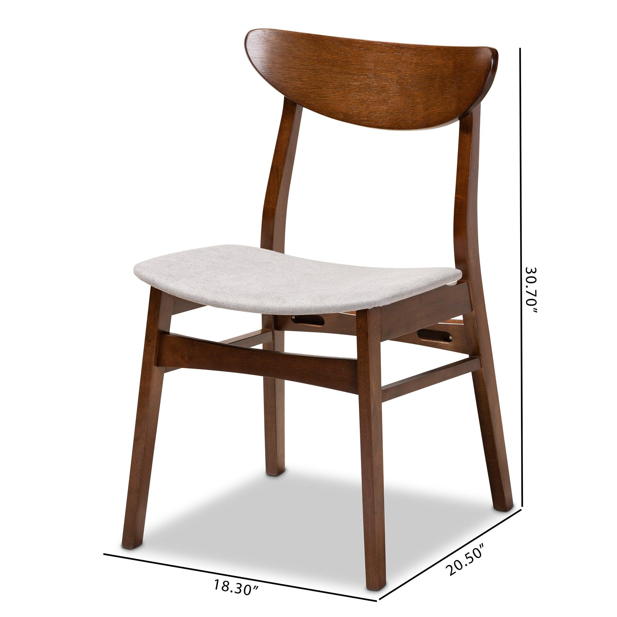 Parlin Mid-Century Modern Transitional Light Fabric Upholstered and Finished Wood 4-Piece Dining Chair Set