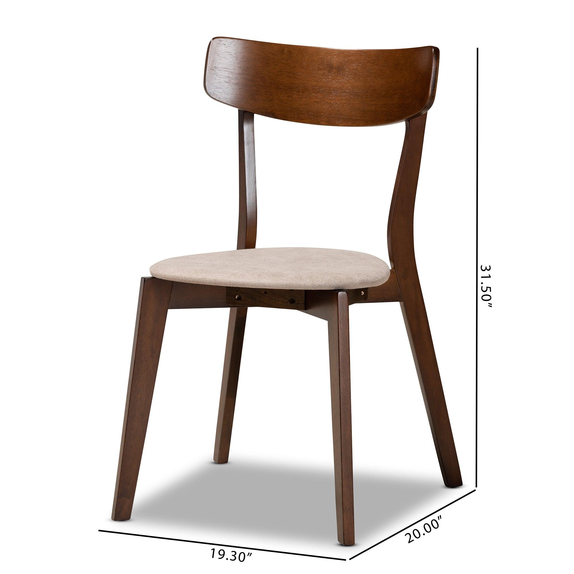 Iora Mid-Century Modern Transitional Light Fabric Upholstered and Finished Wood 4-Piece Dining Chair Set
