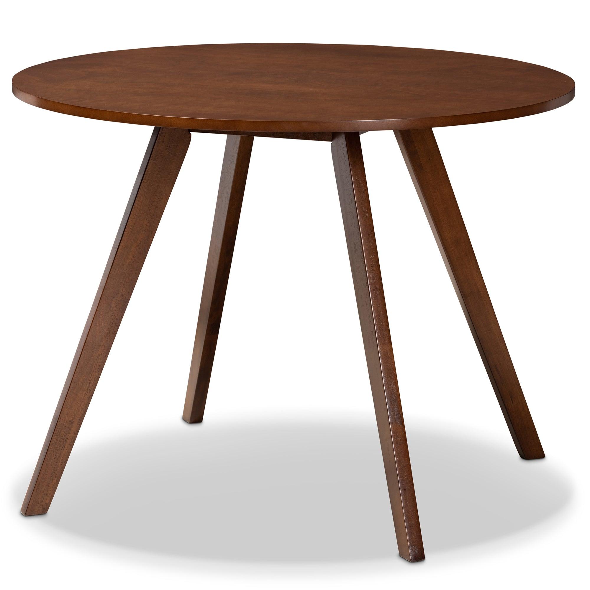 Rika Mid-Century Modern Transitional Light Fabric Upholstered and Finished Wood 5-Piece Dining Set