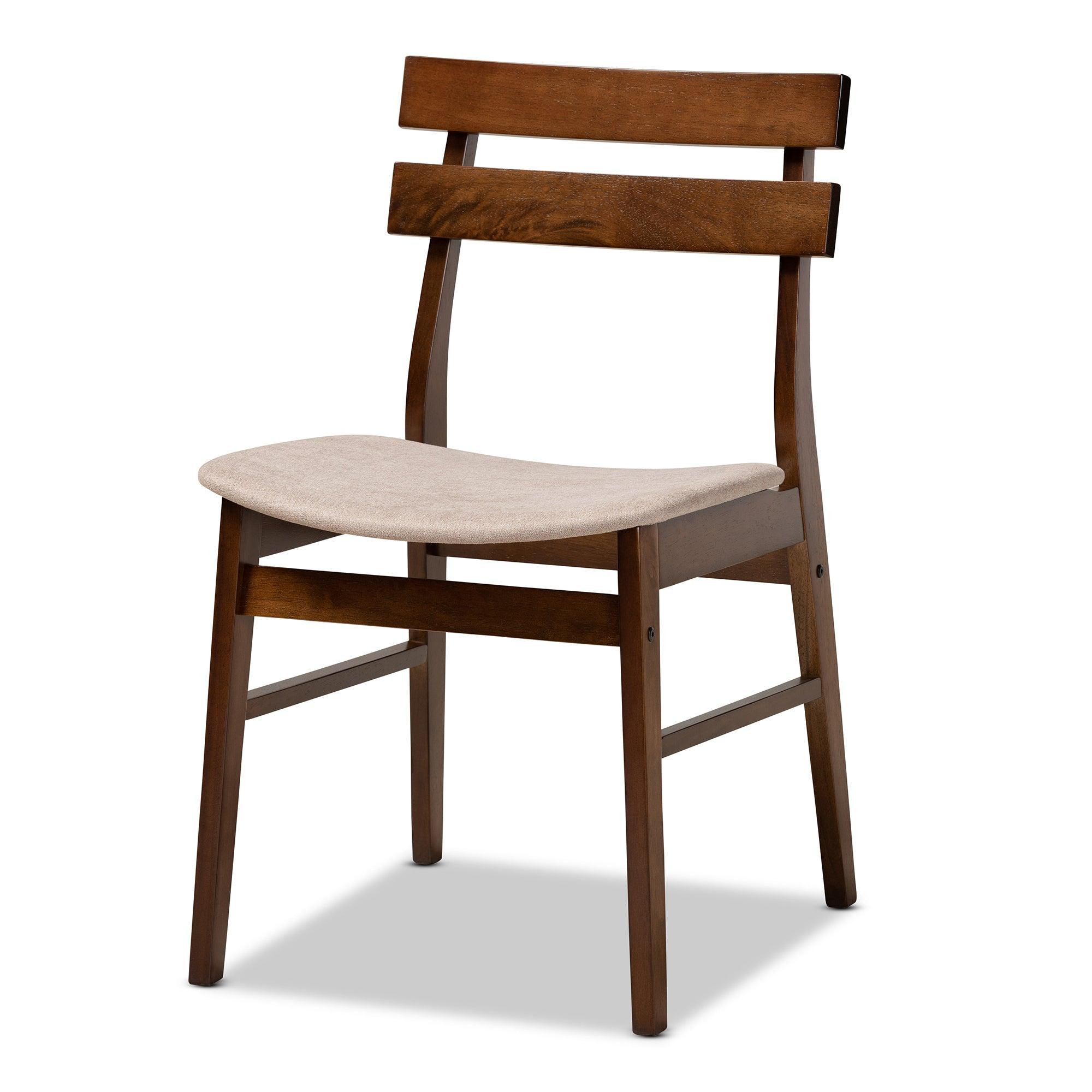 Eiko Mid-Century Modern Transitional Light Fabric Upholstered and Finished Wood 5-Piece Dining Set