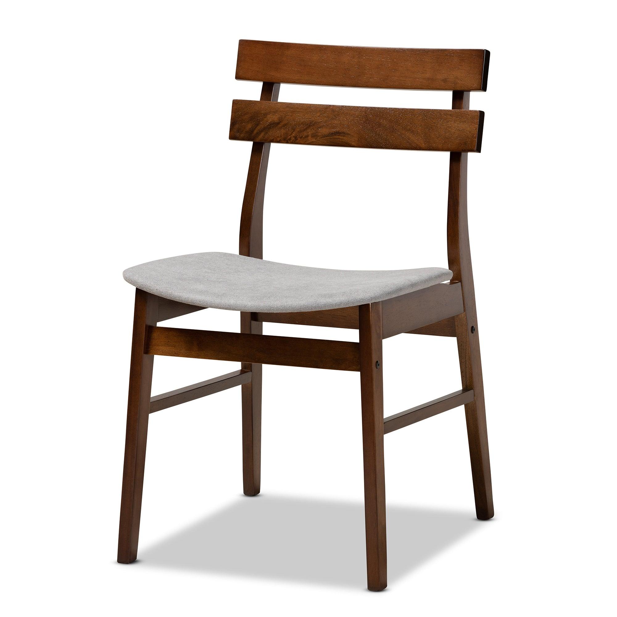 Eiko Mid-Century Modern Transitional Light Fabric Upholstered and Finished Wood 5-Piece Dining Set