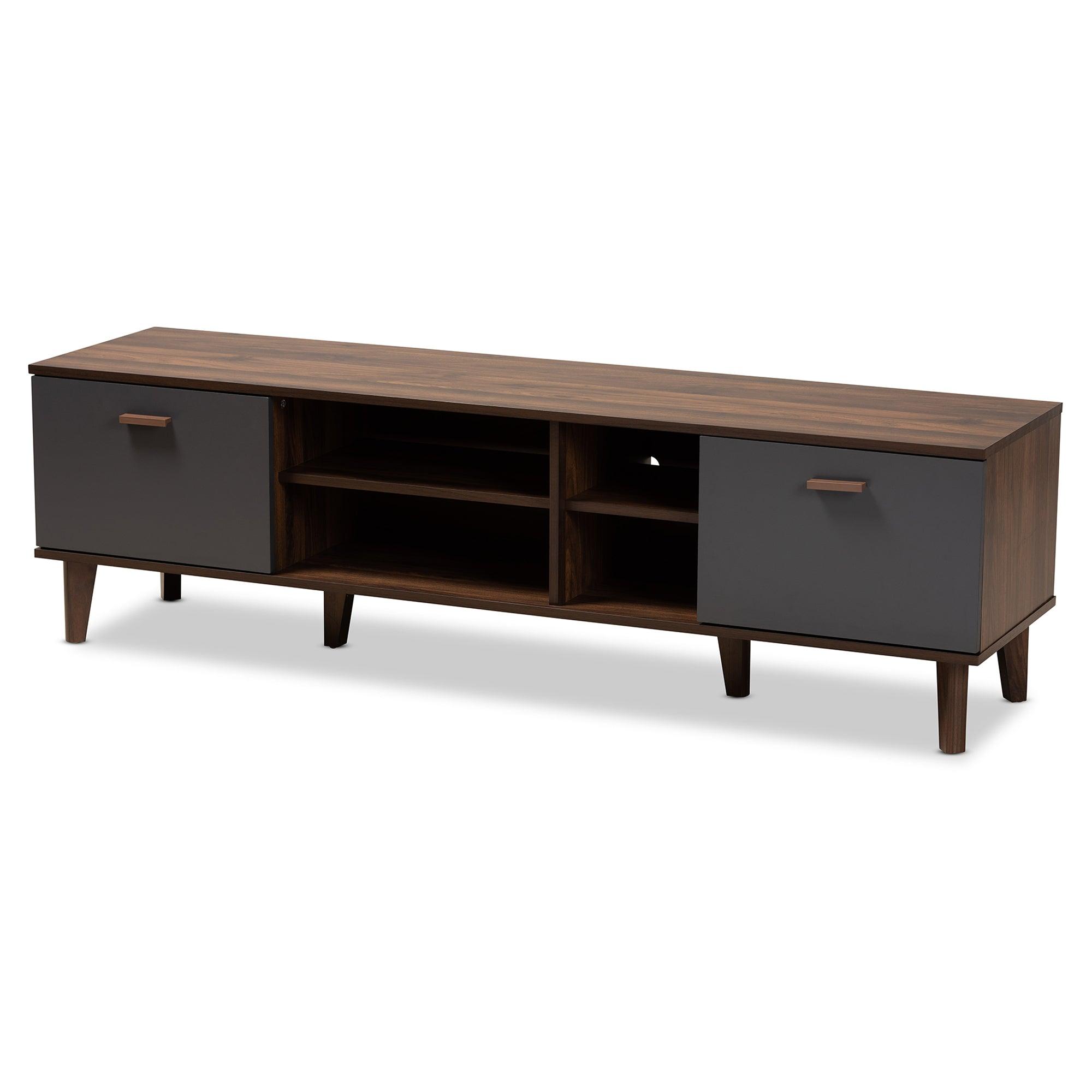 Moina Mid-Century Modern Two-Tone and Finished Wood TV Stand