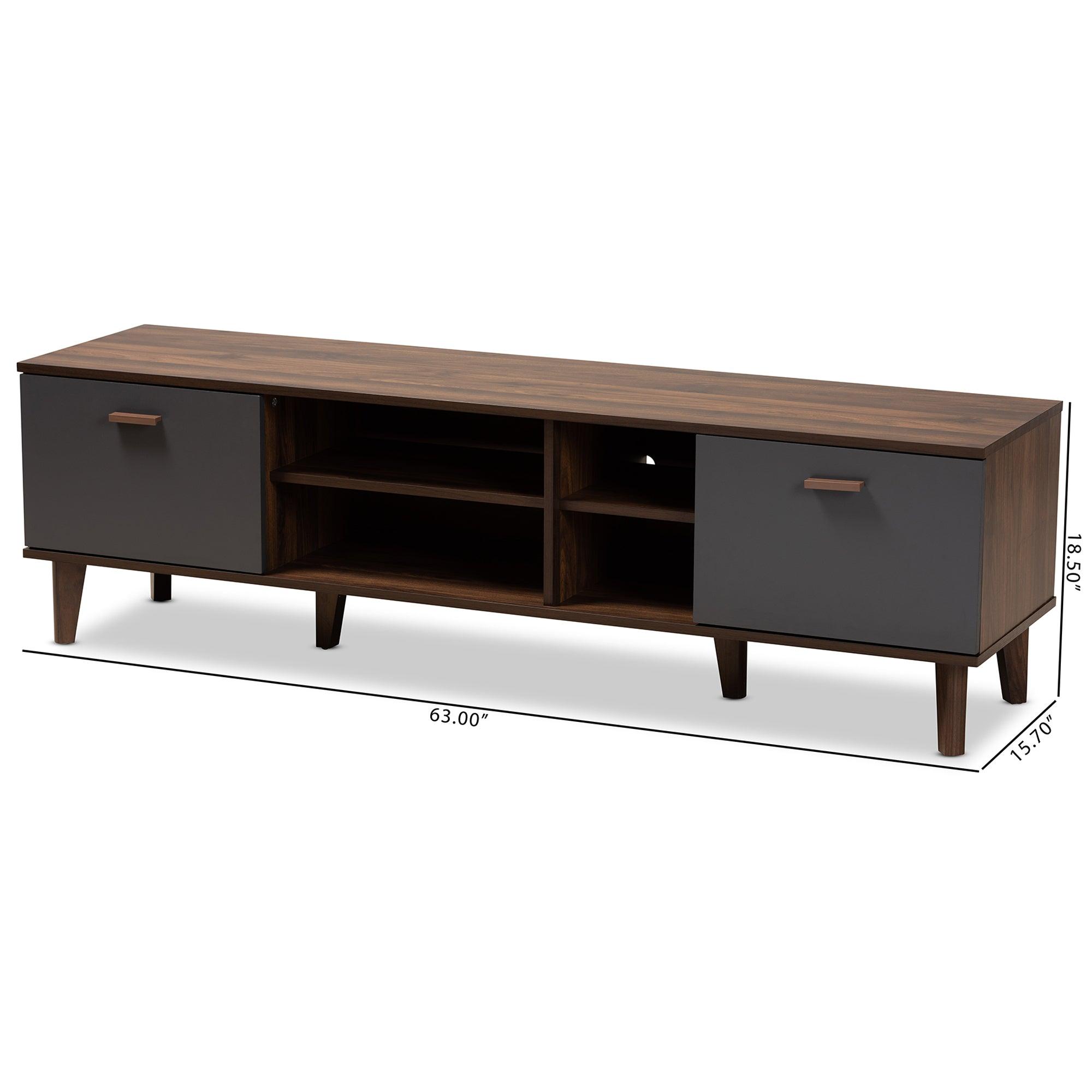Moina Mid-Century Modern Two-Tone and Finished Wood TV Stand