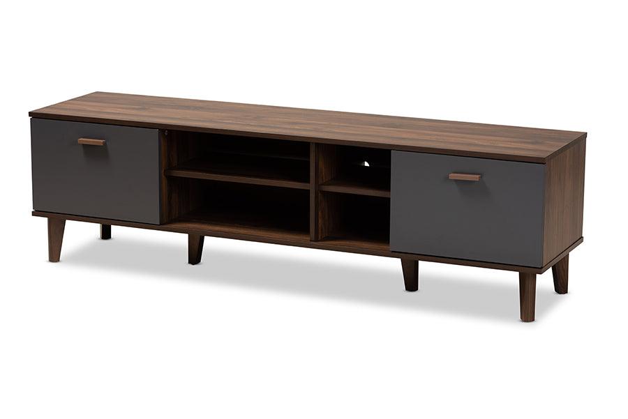 Moina Mid-Century Modern Two-Tone and Finished Wood TV Stand