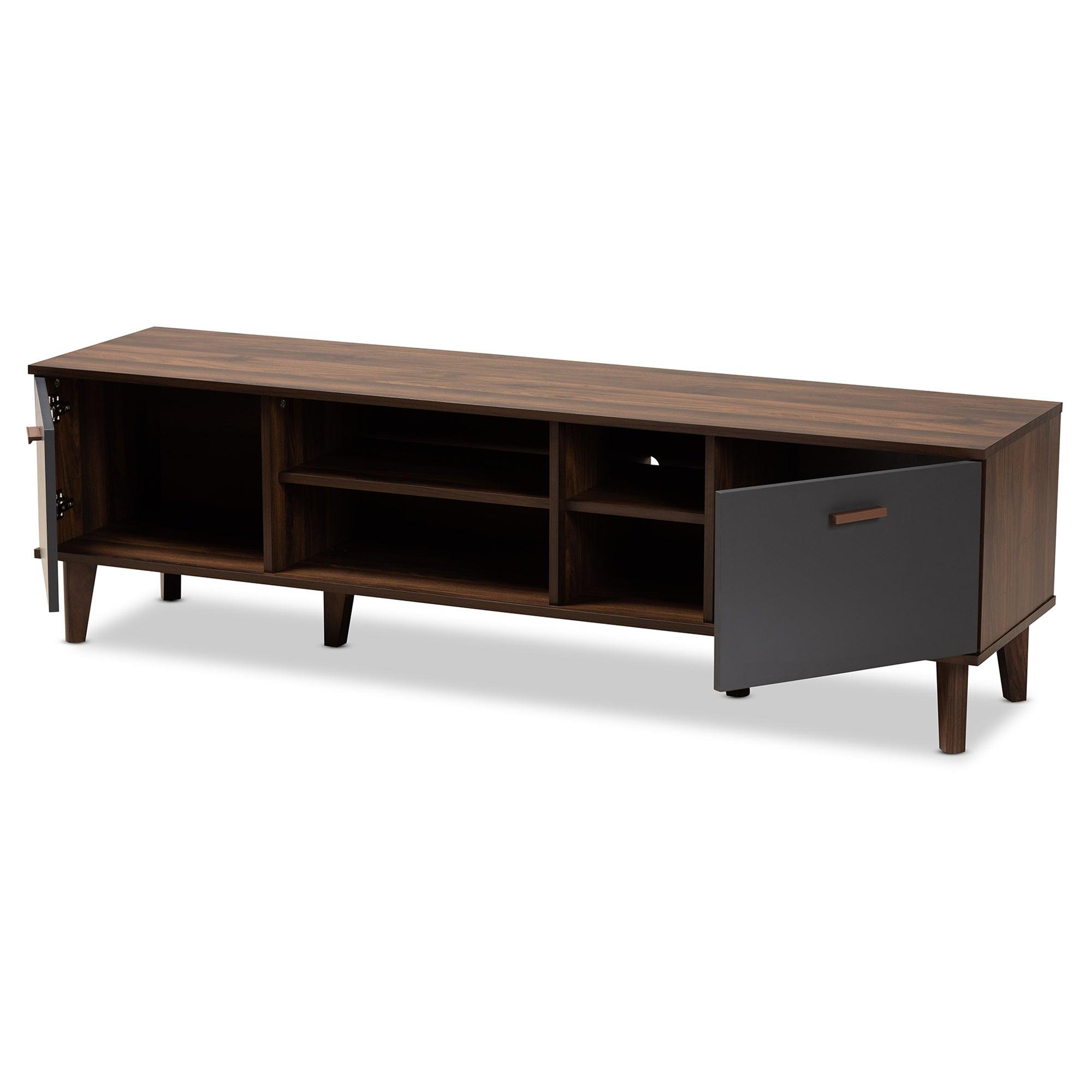Moina Mid-Century Modern Two-Tone and Finished Wood TV Stand