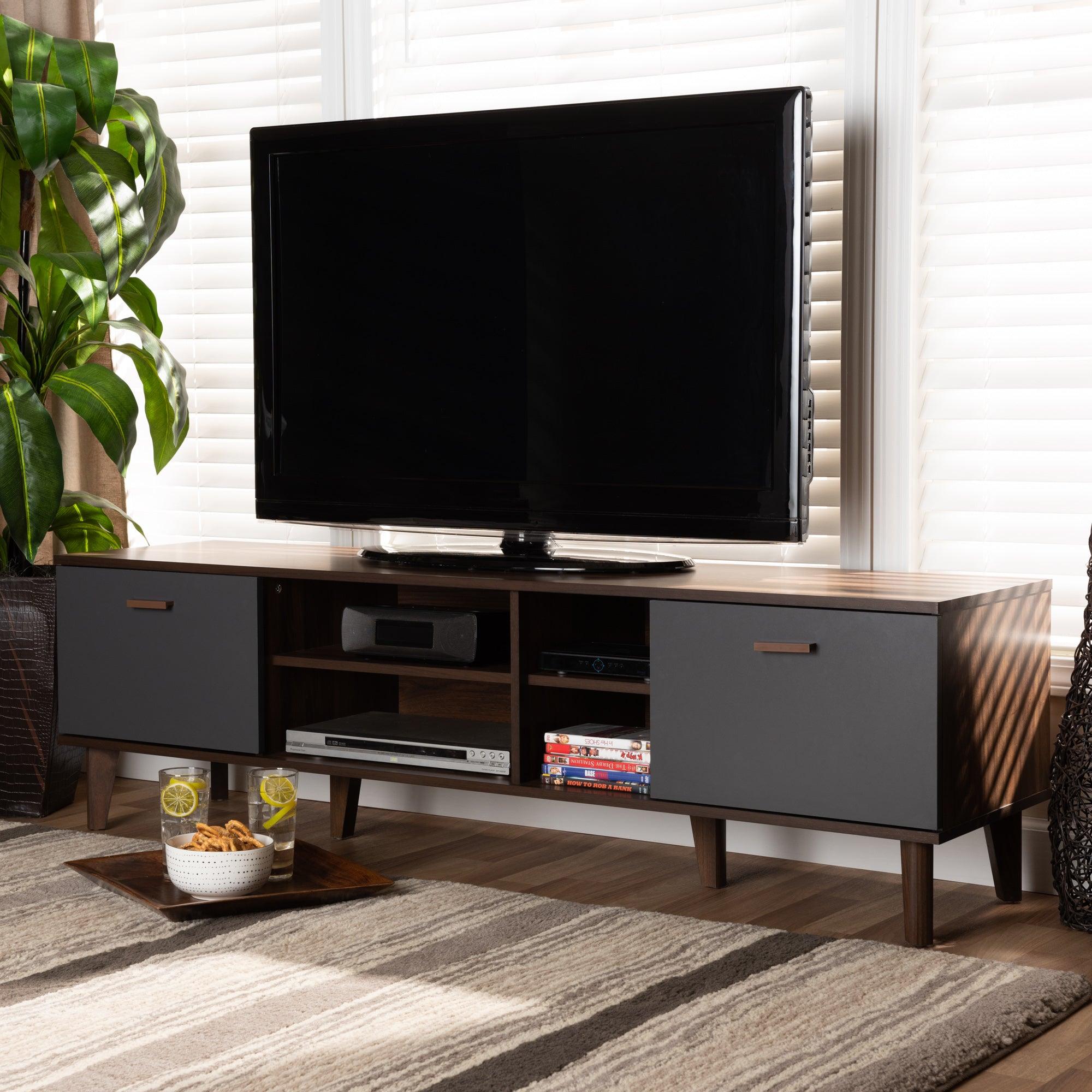 Moina Mid-Century Modern Two-Tone and Finished Wood TV Stand