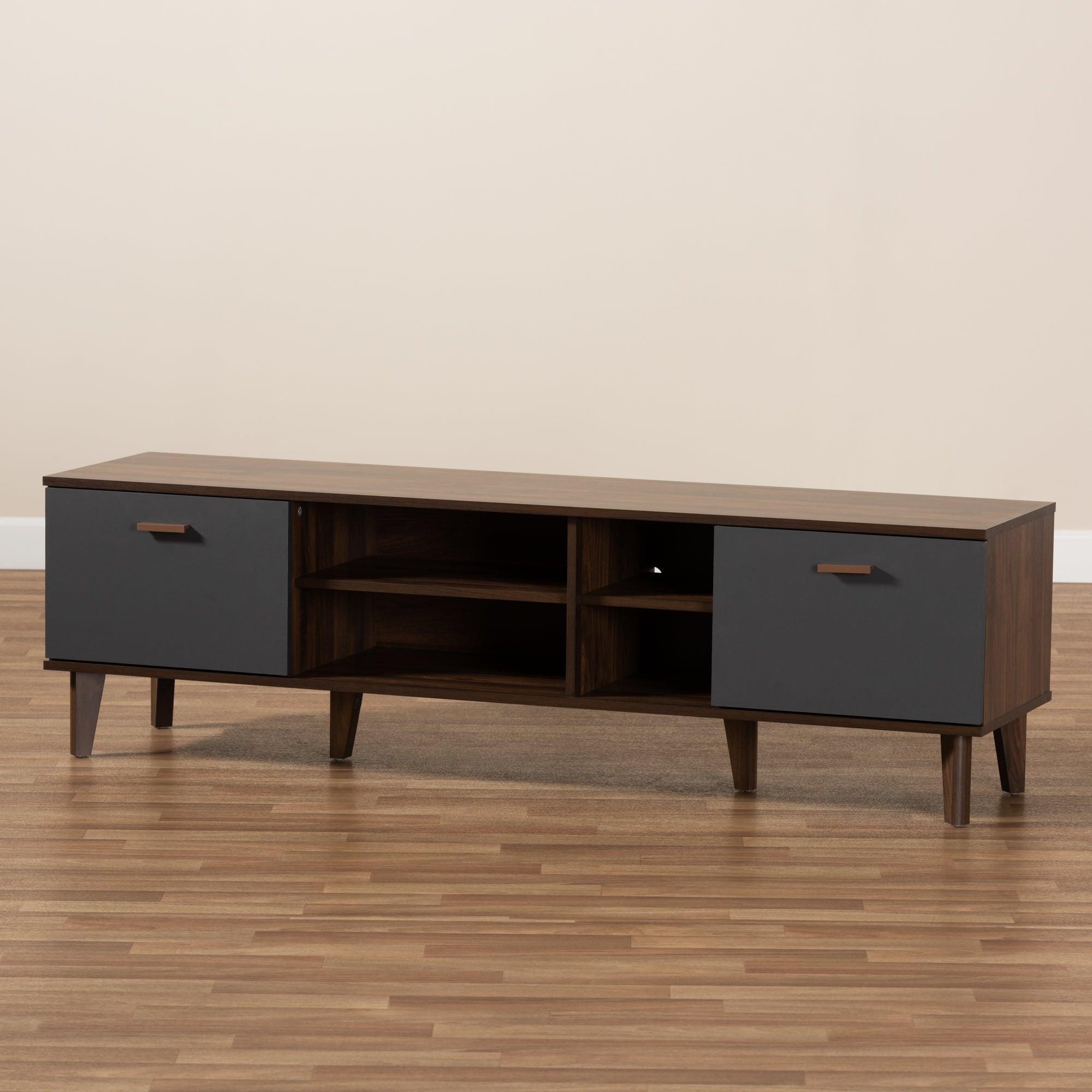 Moina Mid-Century Modern Two-Tone and Finished Wood TV Stand