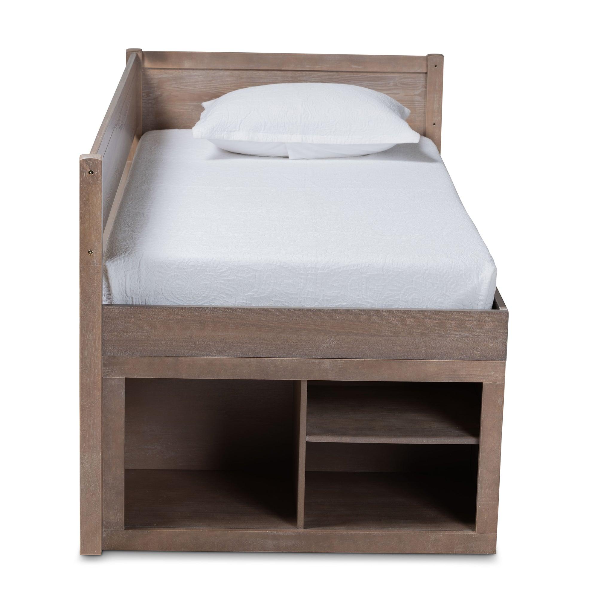 Levon Modern and Contemporary Antique Finished Wood 4-Drawer Storage Bed