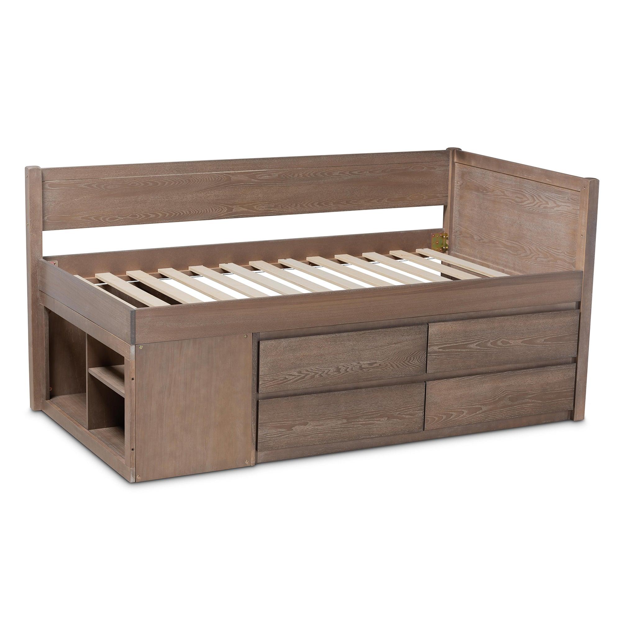 Levon Modern and Contemporary Antique Finished Wood 4-Drawer Storage Bed