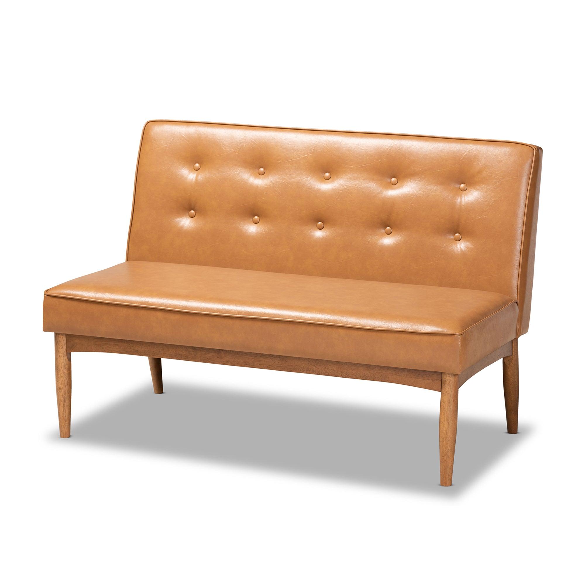 Arvid Mid-Century Modern Faux Leather Upholstered and Finished Wood 5-Piece Dining Nook Set