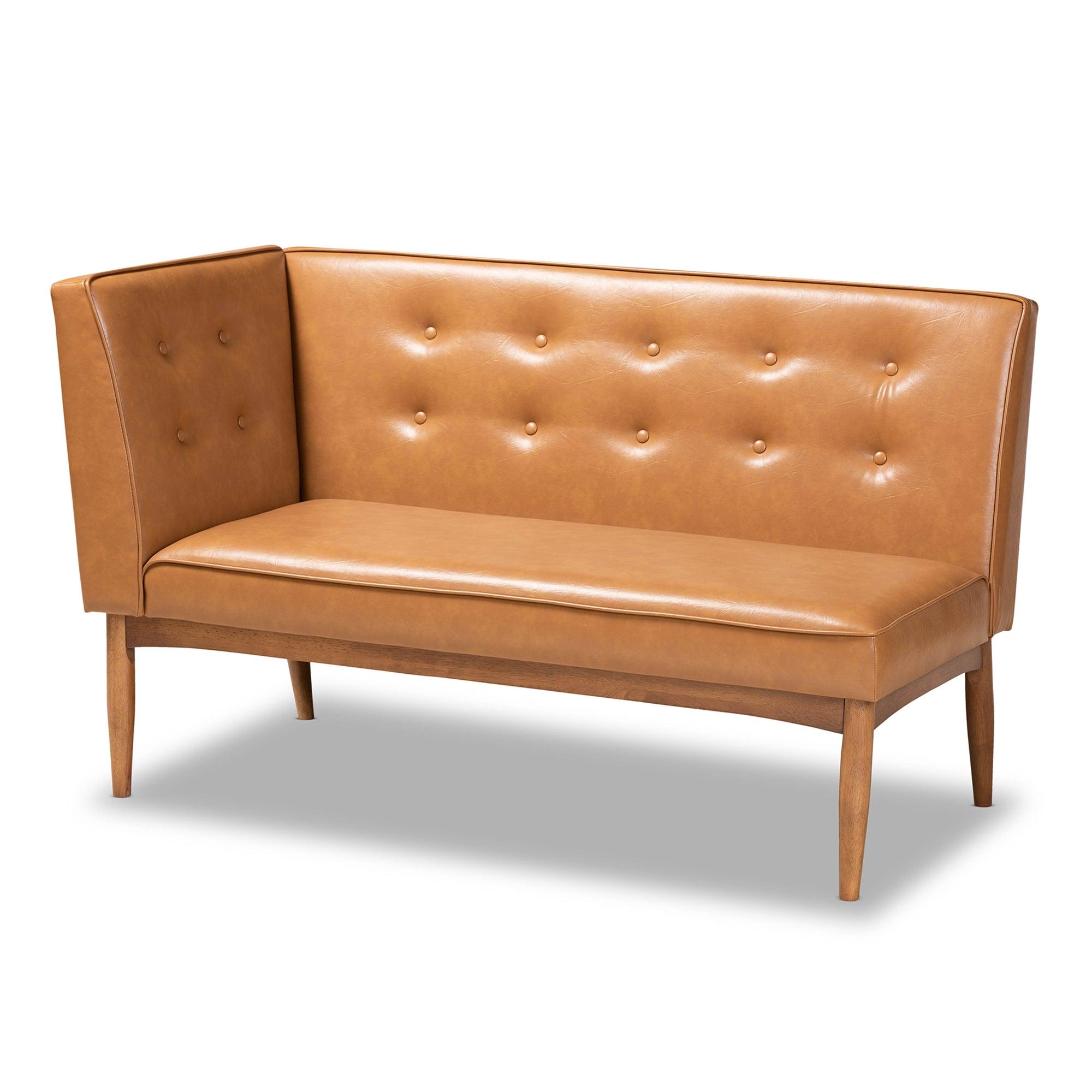 Arvid Mid-Century Modern Faux Leather Upholstered and Finished Wood 5-Piece Dining Nook Set