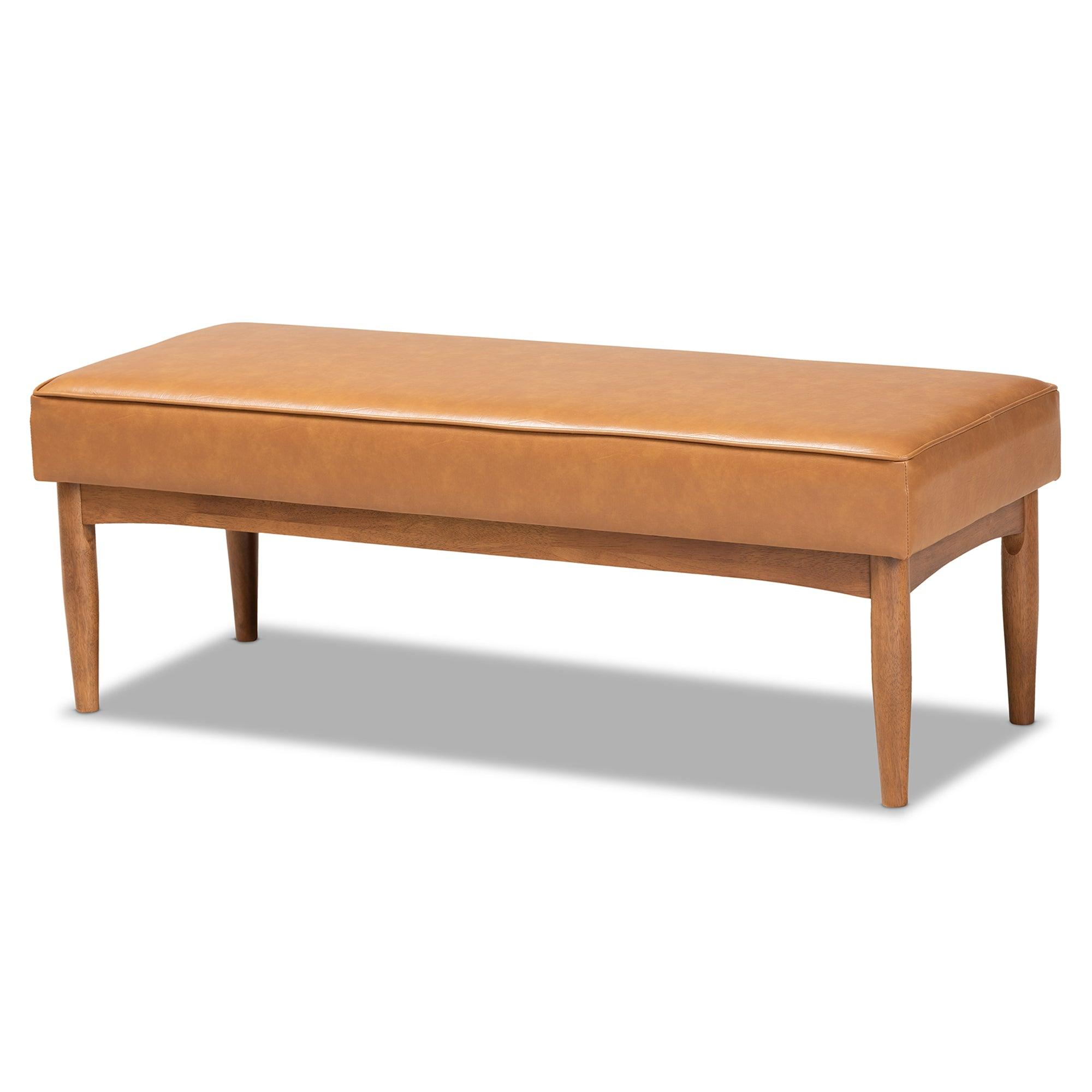 Arvid Mid-Century Modern Faux Leather Upholstered and Finished Wood 5-Piece Dining Nook Set