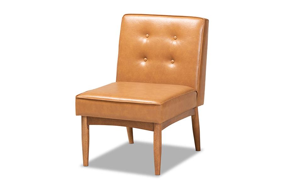 Arvid Mid-Century Modern Faux Leather Upholstered and Finished Wood Dining Chair