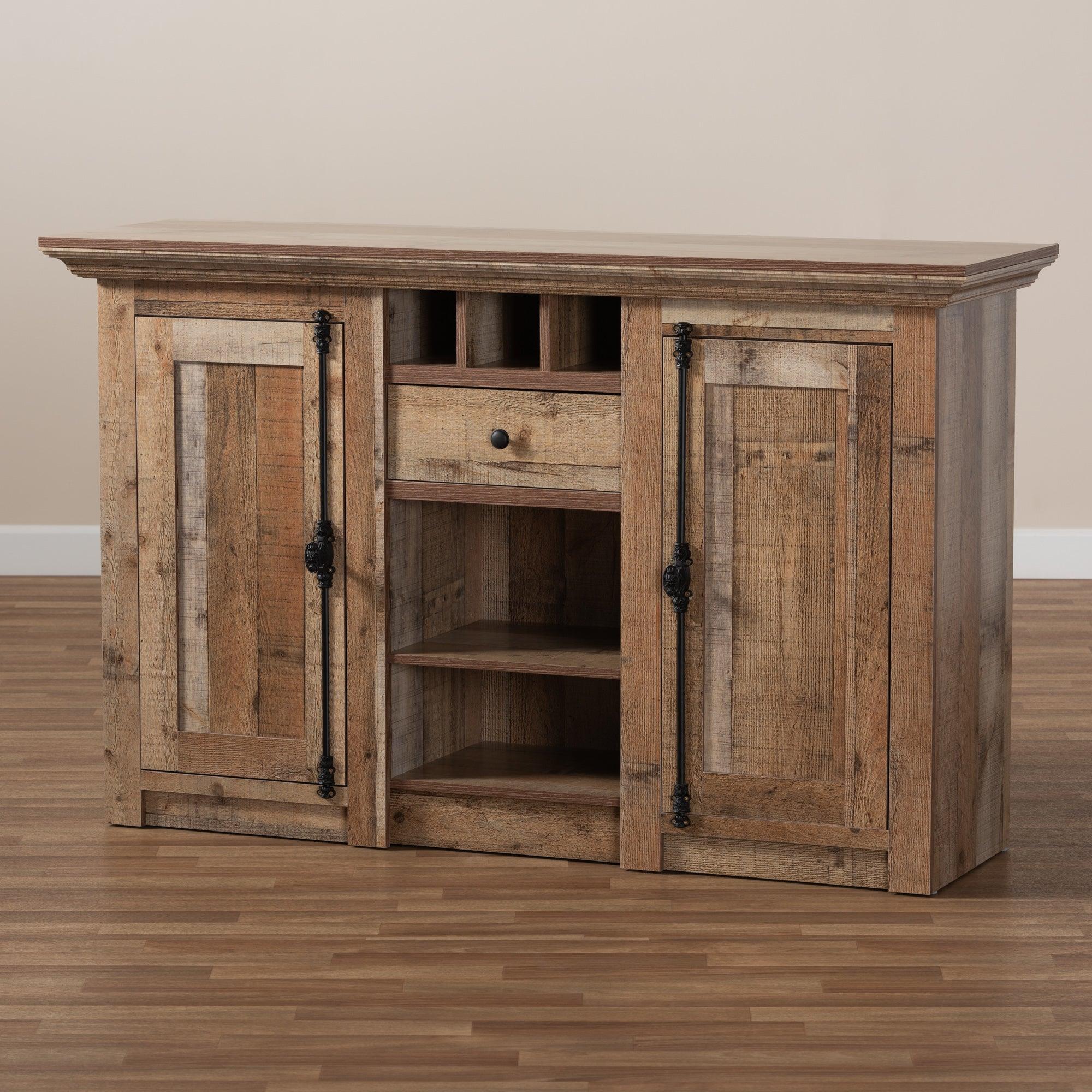 Albert Modern and Contemporary Farmhouse Rustic Finished Wood 2-Door Dining Room Sideboard Buffet