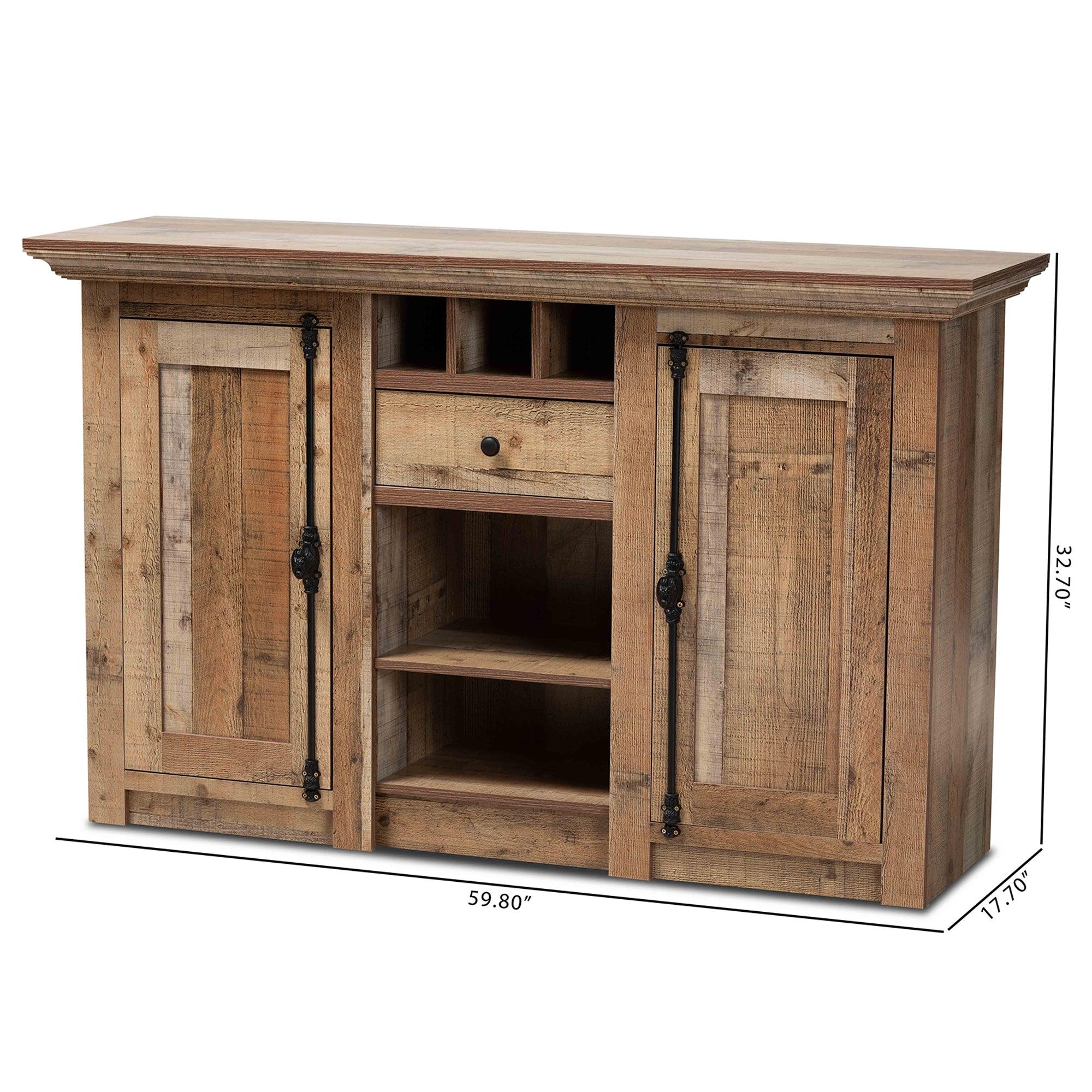 Albert Modern and Contemporary Farmhouse Rustic Finished Wood 2-Door Dining Room Sideboard Buffet
