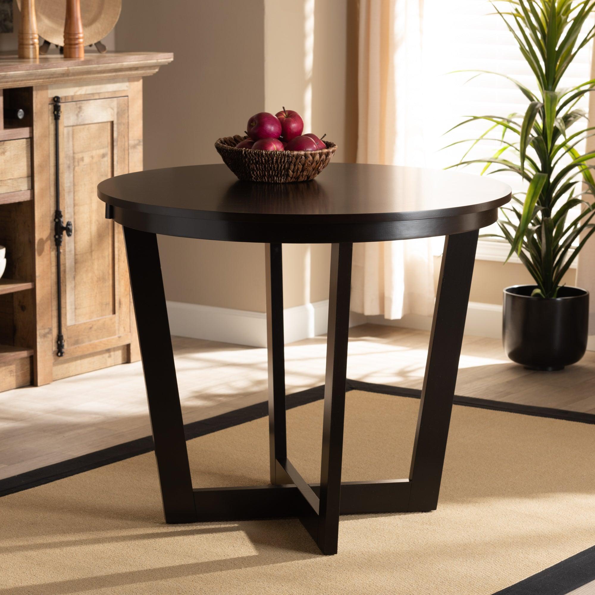 Alayna Modern and Contemporary Finished 35-Inch-Wide Round Wood Dining Table