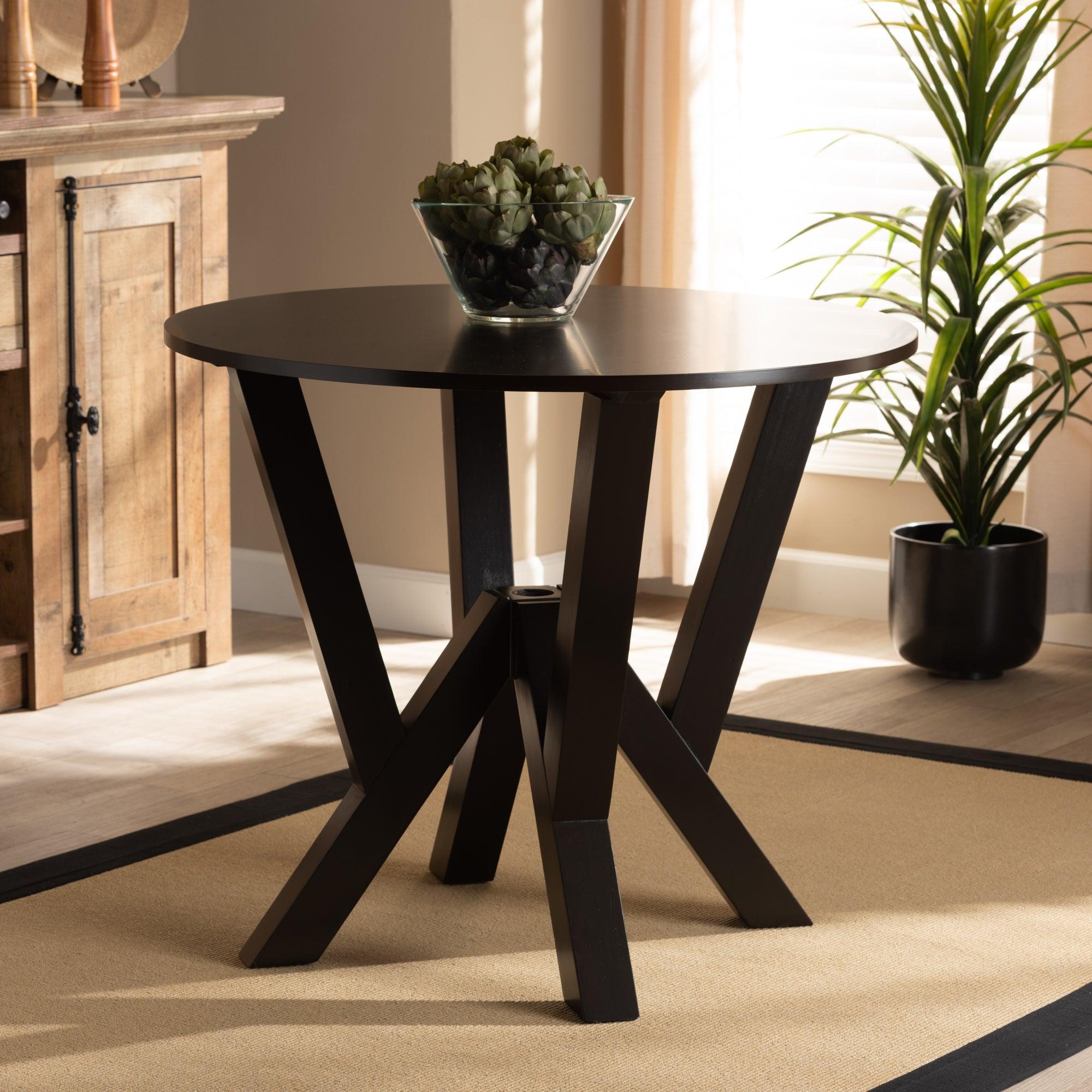Irene Modern and Contemporary Finished 35-Inch-Wide Round Wood Dining Table