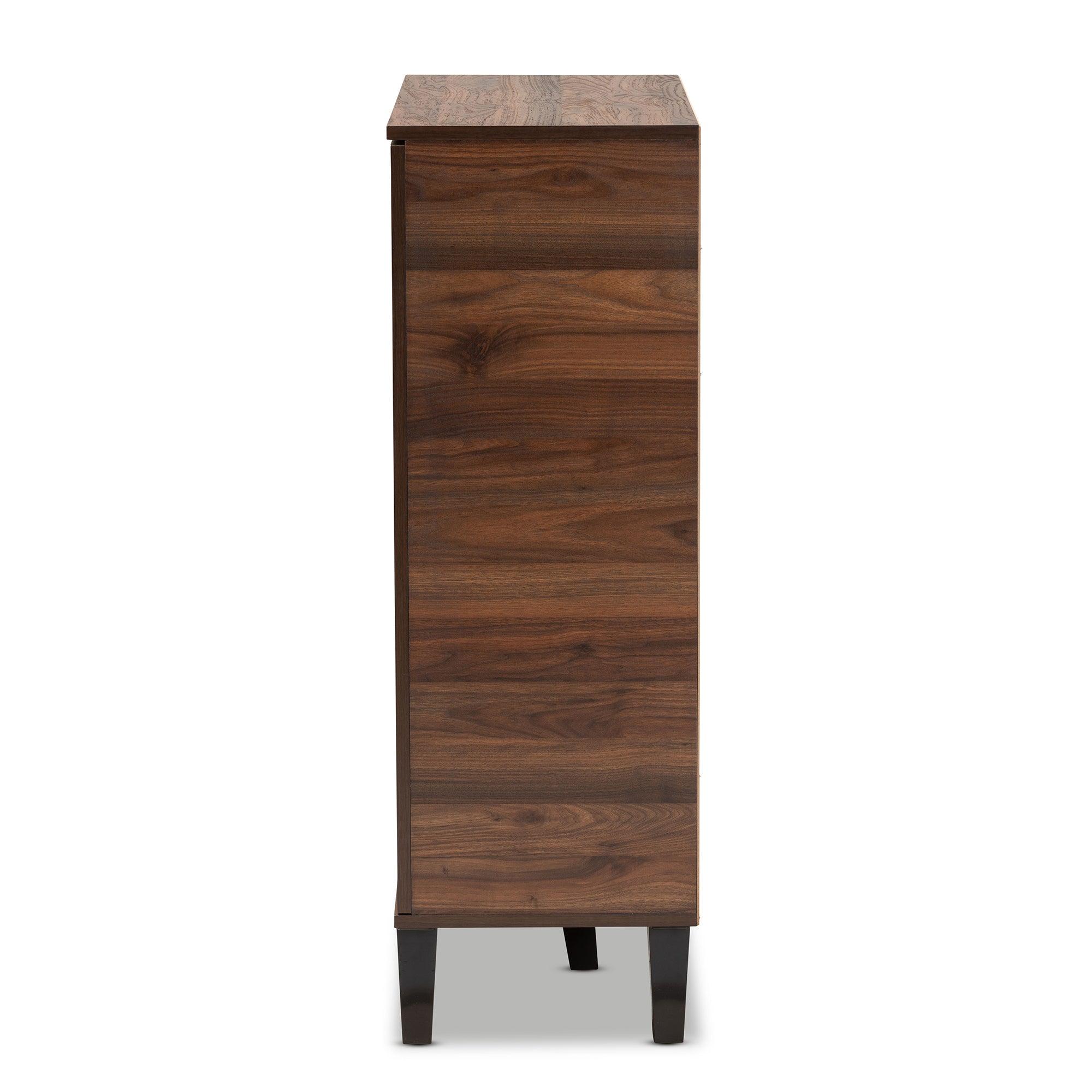 Idina Mid-Century Modern Two-Tone and Finished Wood 1-Door Shoe Cabinet
