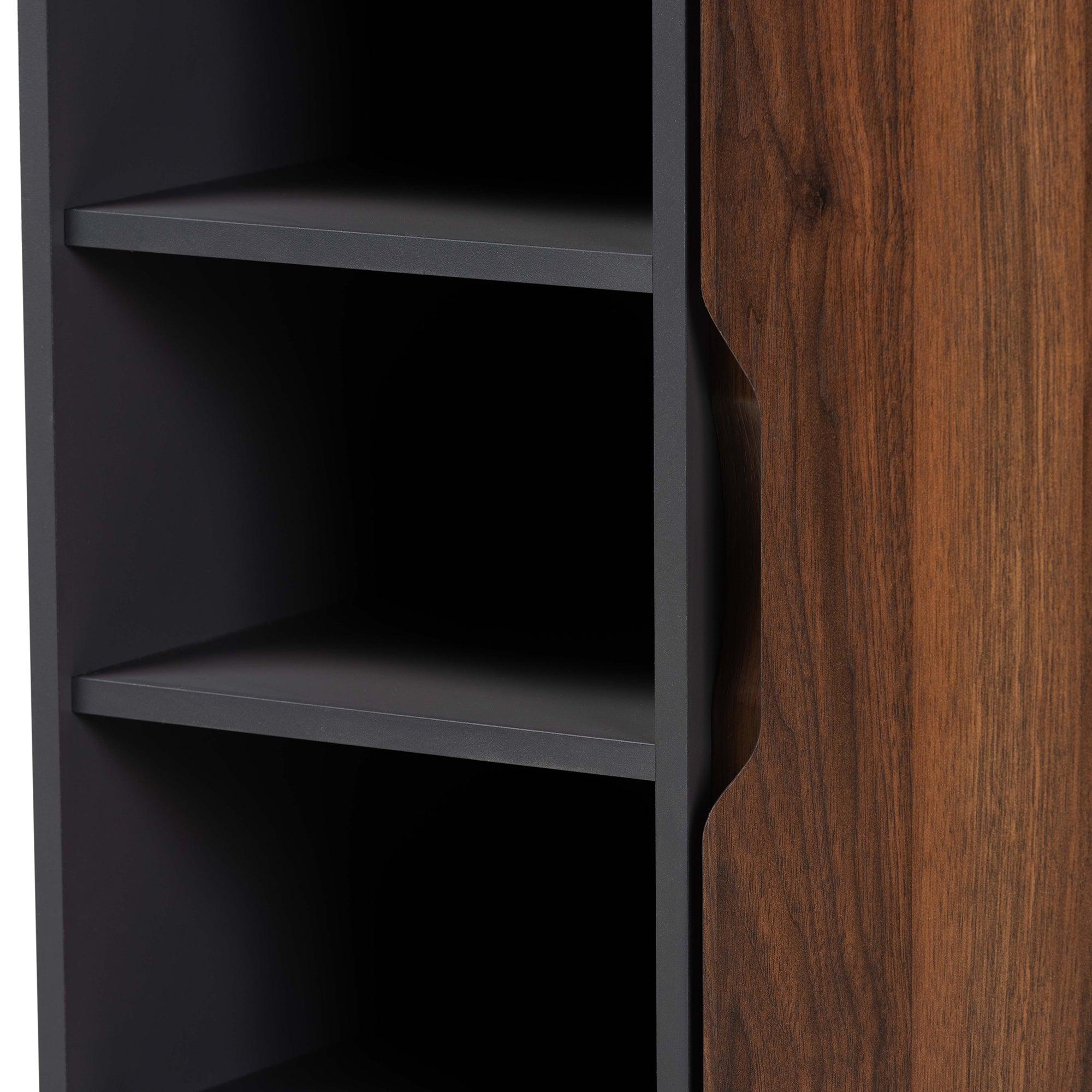 Idina Mid-Century Modern Two-Tone and Finished Wood 1-Door Shoe Cabinet