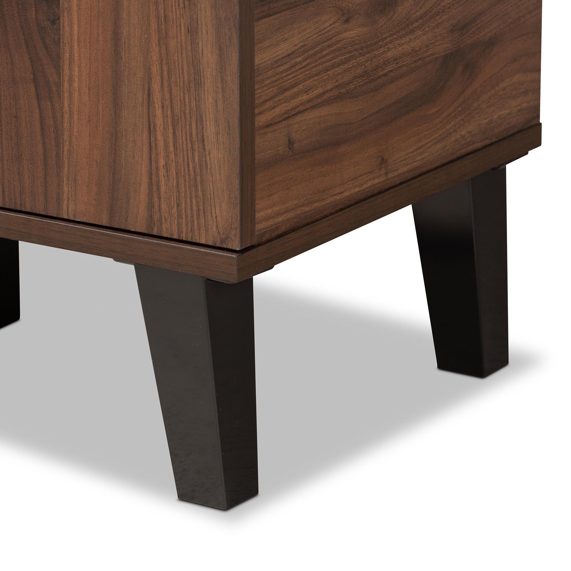 Idina Mid-Century Modern Two-Tone and Finished Wood 1-Door Shoe Cabinet