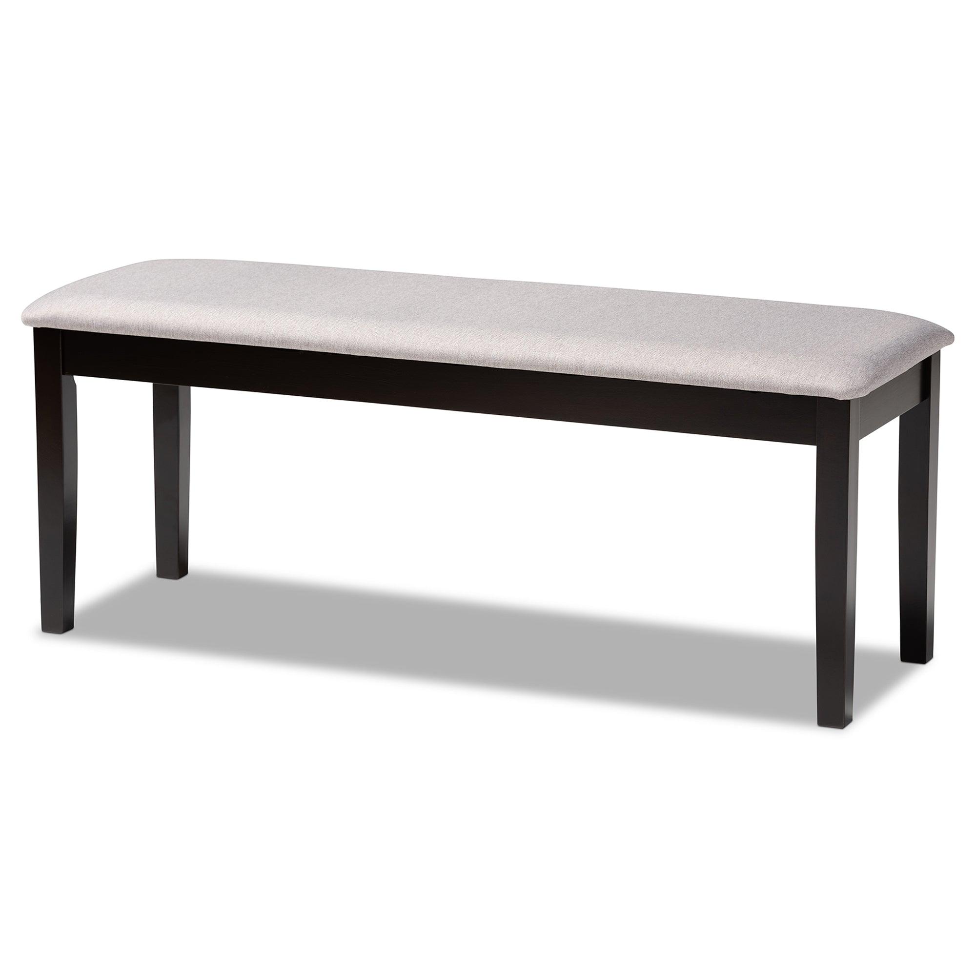 Teresa Modern and Contemporary Transitional Fabric Upholstered and Finished Wood Dining Bench