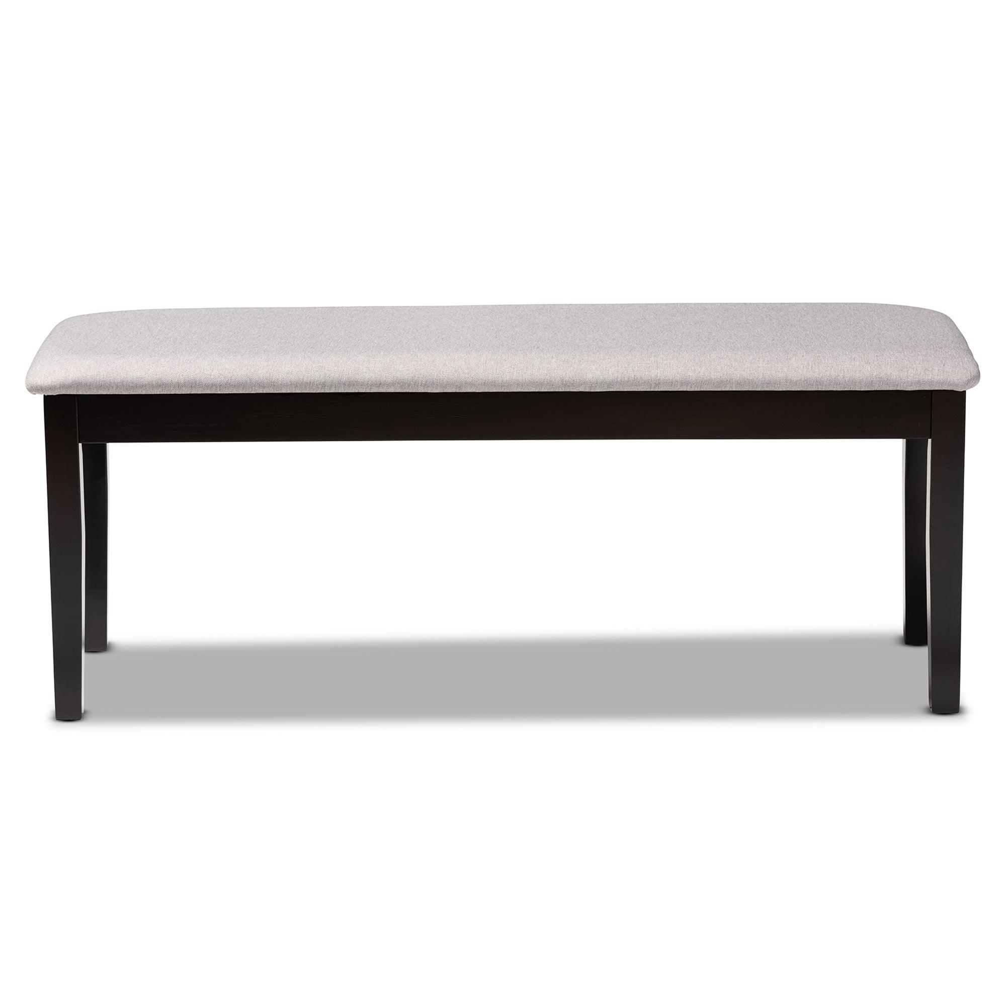 Teresa Modern and Contemporary Transitional Fabric Upholstered and Finished Wood Dining Bench