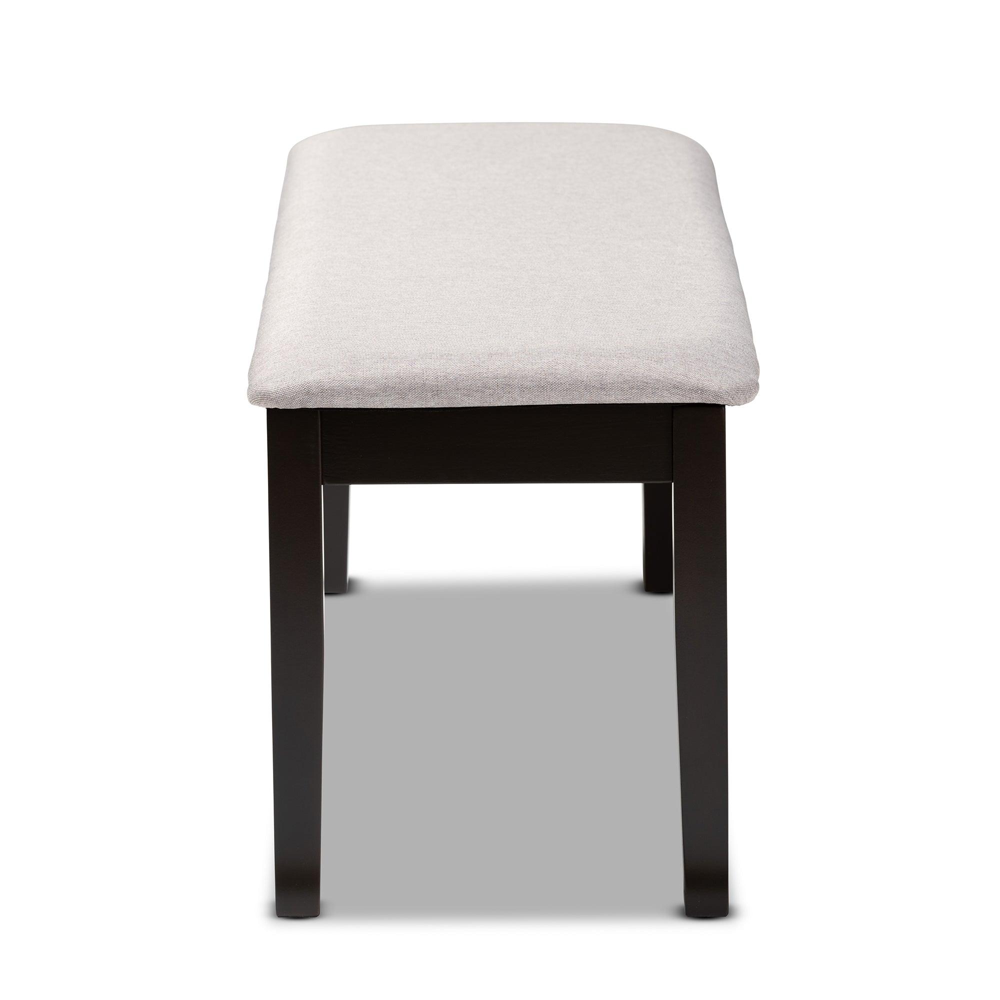 Teresa Modern and Contemporary Transitional Fabric Upholstered and Finished Wood Dining Bench