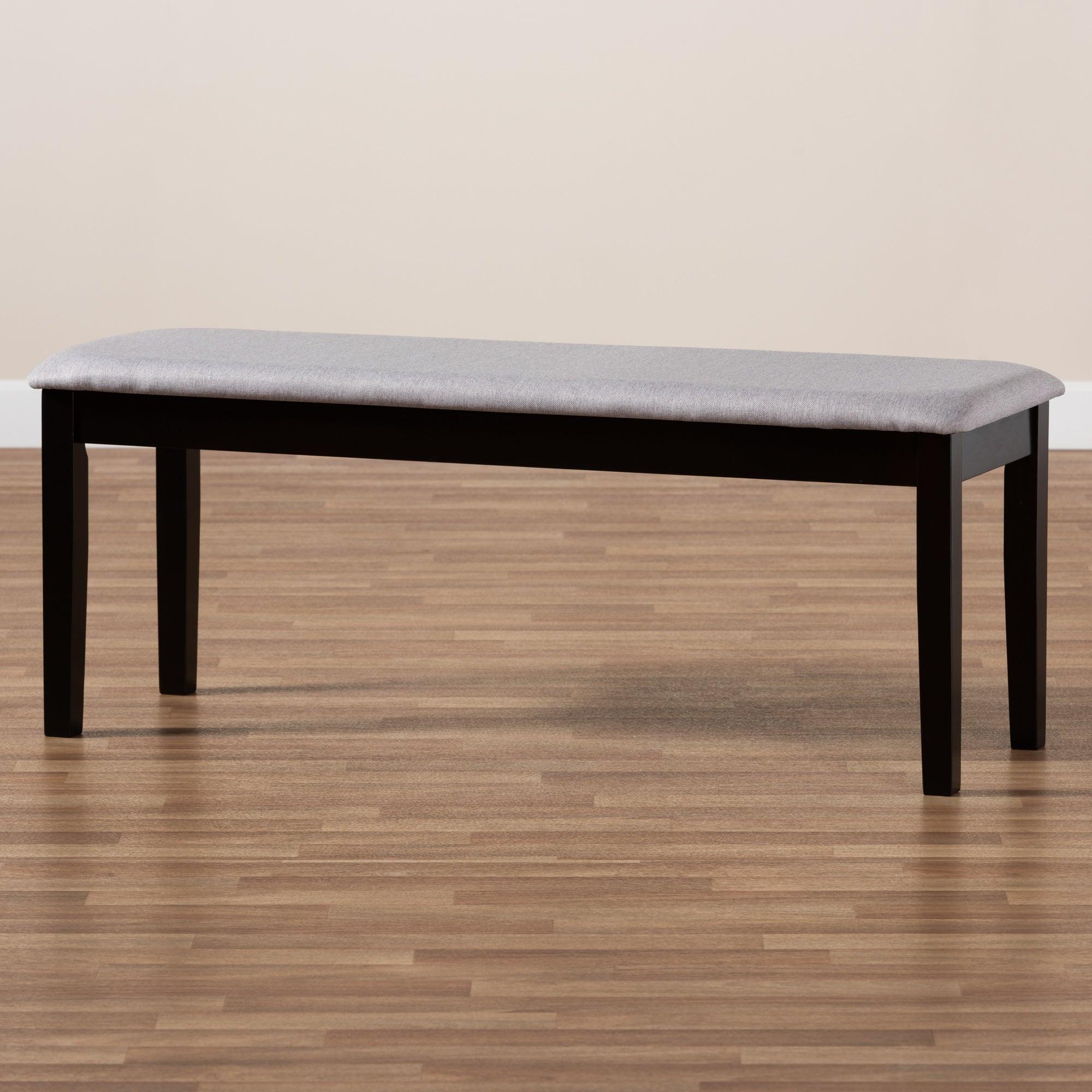 Teresa Modern and Contemporary Transitional Fabric Upholstered and Finished Wood Dining Bench