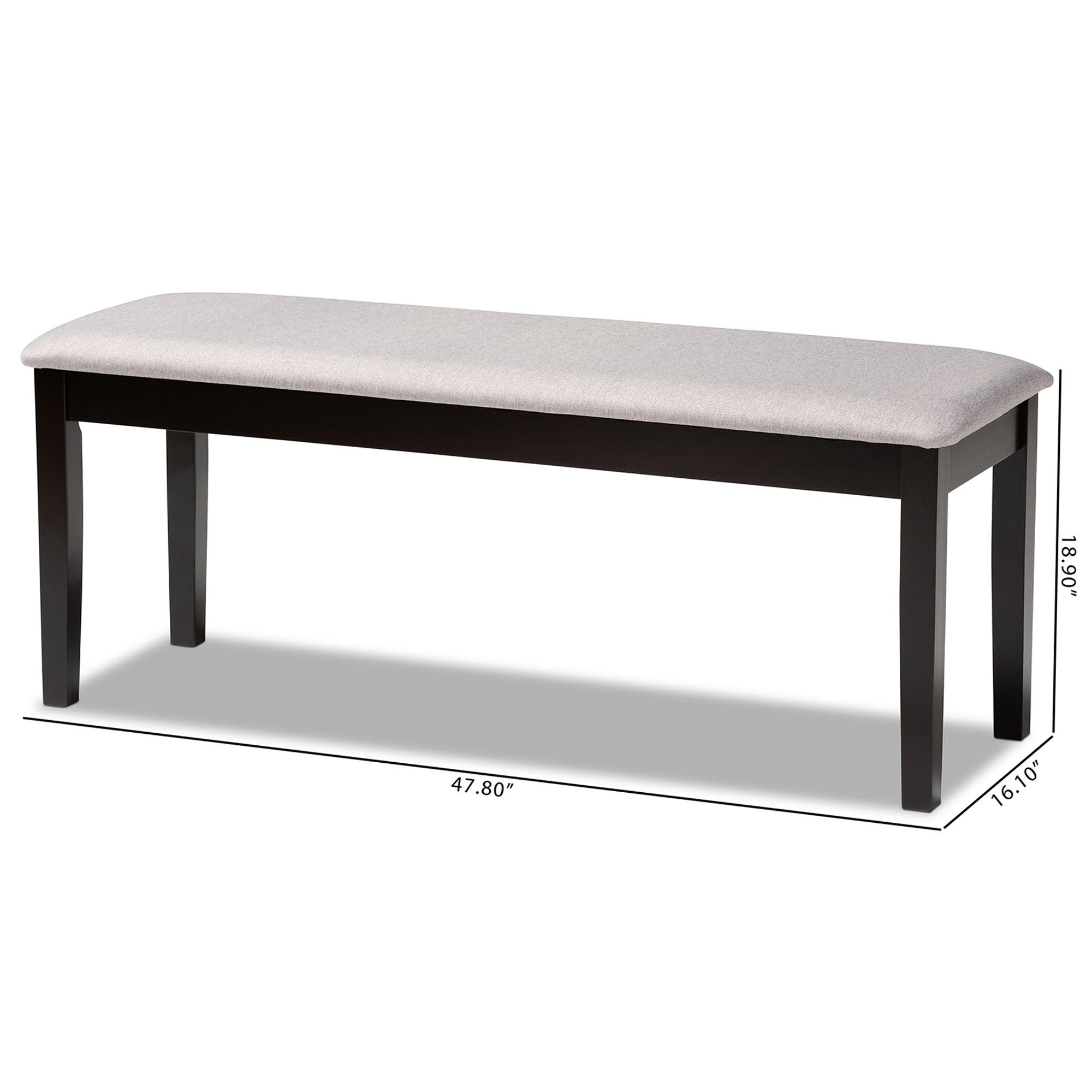 Teresa Modern and Contemporary Transitional Fabric Upholstered and Finished Wood Dining Bench