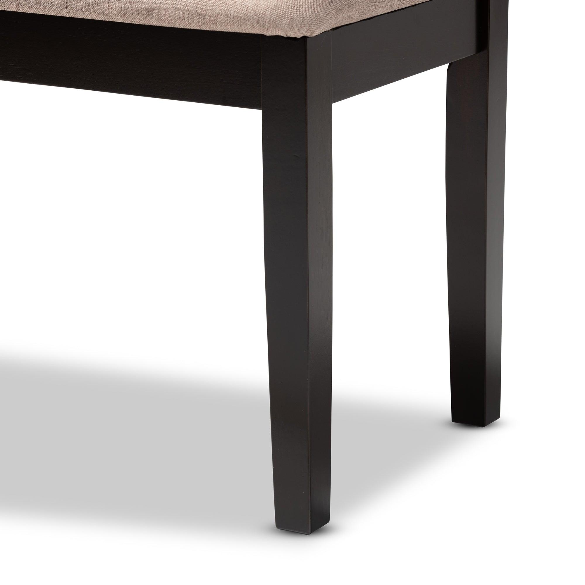 Teresa Modern and Contemporary Transitional Sand Fabric Upholstered and Finished Wood Dining Bench