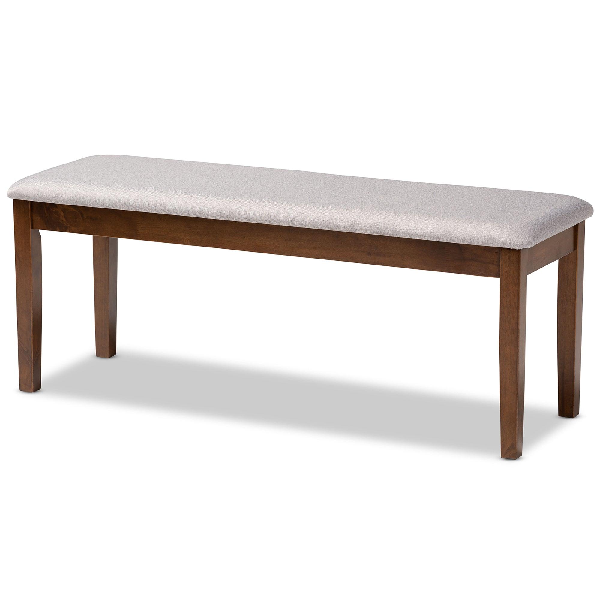 Teresa Modern and Contemporary Transitional Fabric Upholstered and Finished Wood Dining Bench