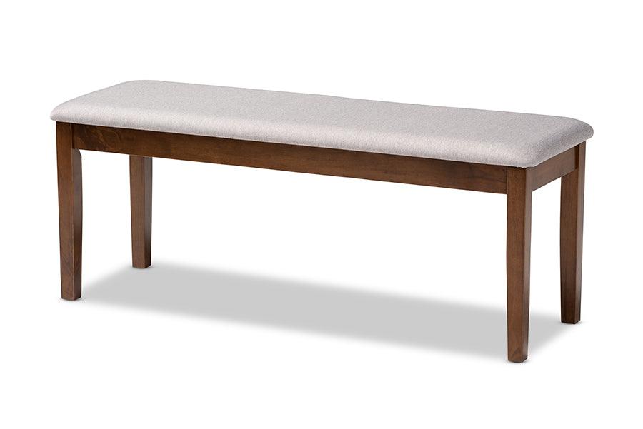 Teresa Modern and Contemporary Transitional Fabric Upholstered and Finished Wood Dining Bench