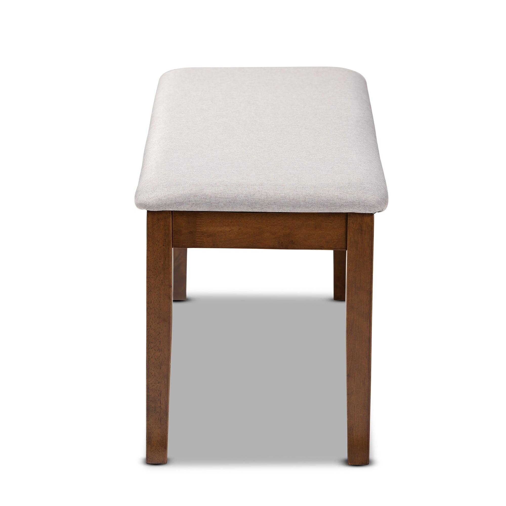 Teresa Modern and Contemporary Transitional Fabric Upholstered and Finished Wood Dining Bench