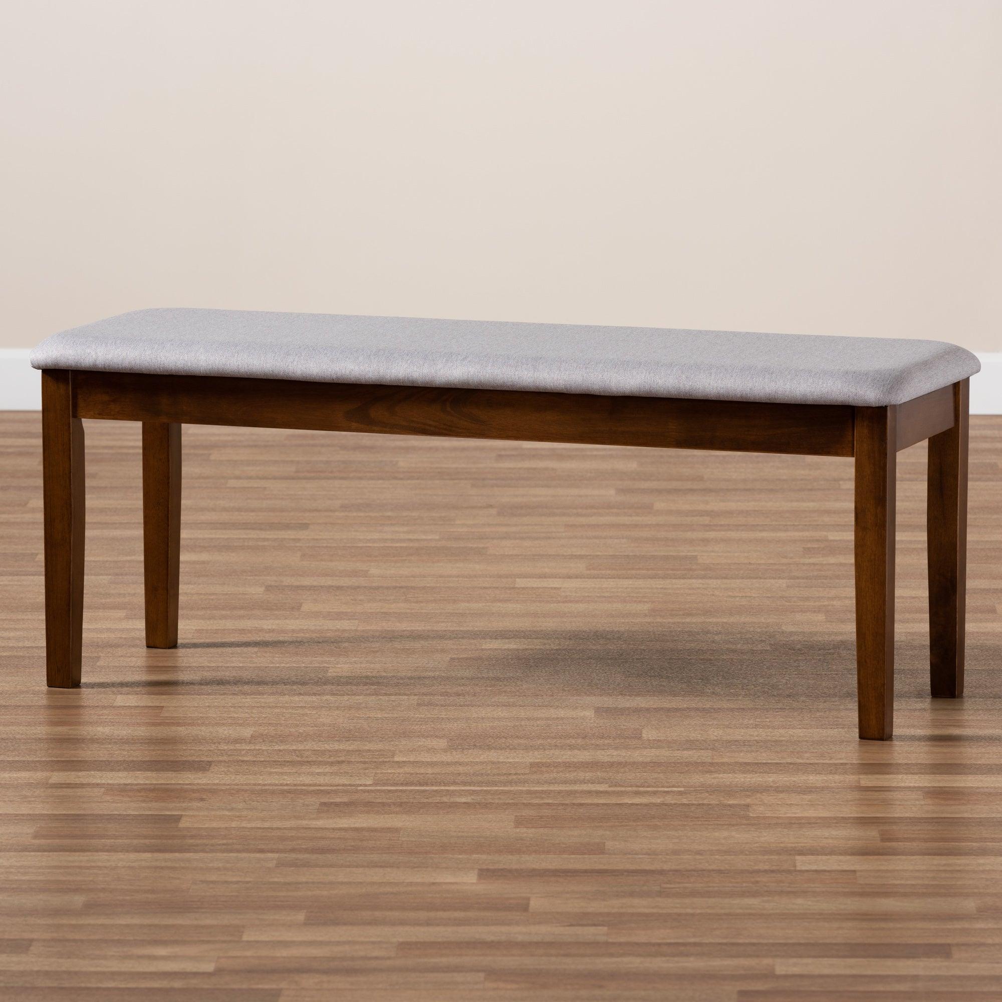 Teresa Modern and Contemporary Transitional Fabric Upholstered and Finished Wood Dining Bench
