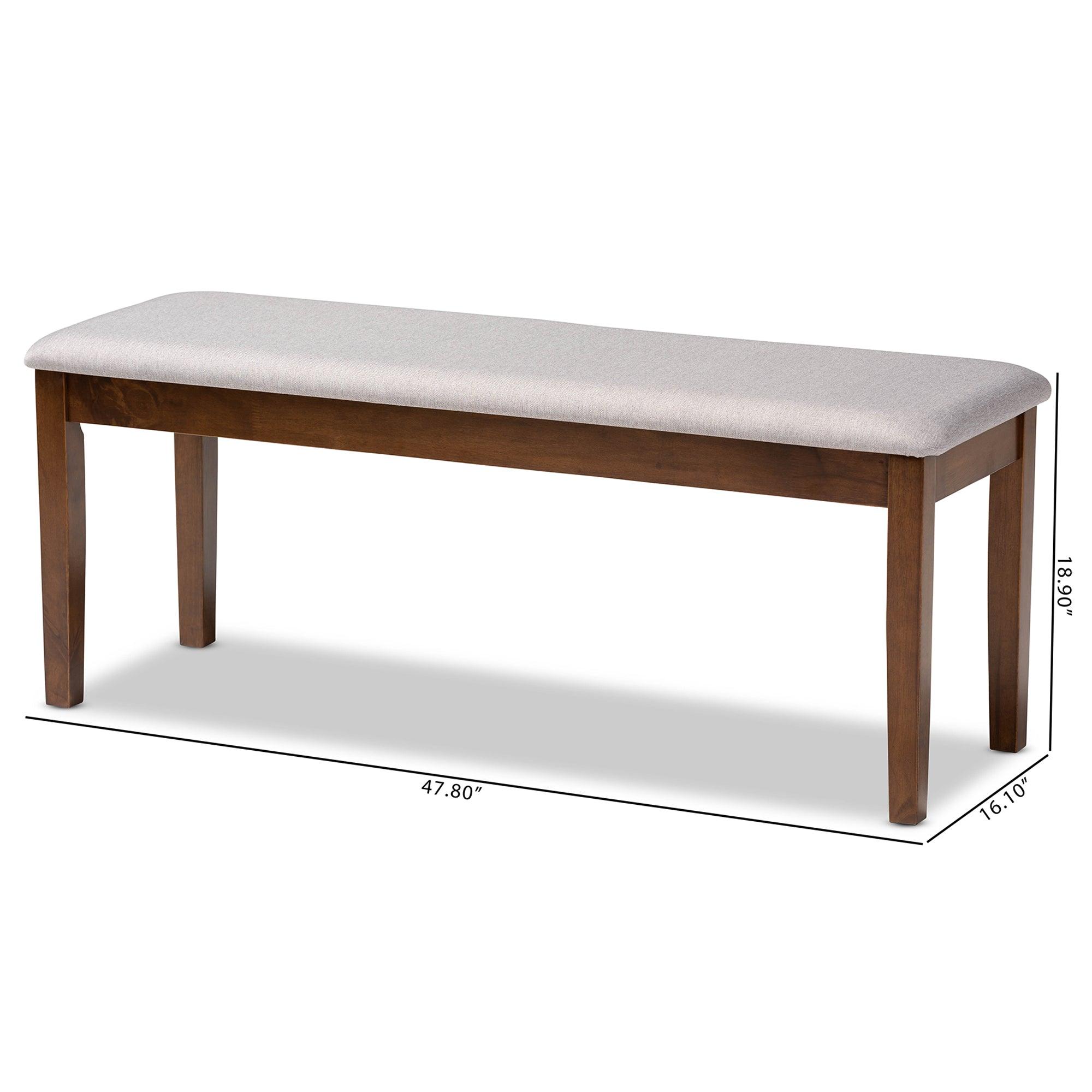 Teresa Modern and Contemporary Transitional Fabric Upholstered and Finished Wood Dining Bench