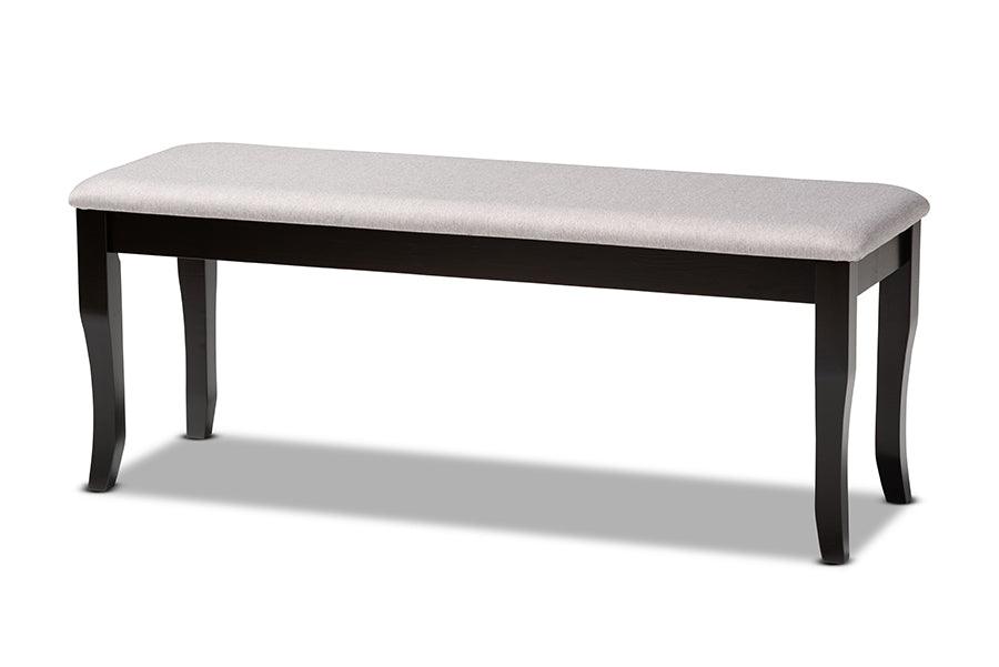 Cornelie Modern and Contemporary Transitional Fabric Upholstered and Finished Wood Dining Bench