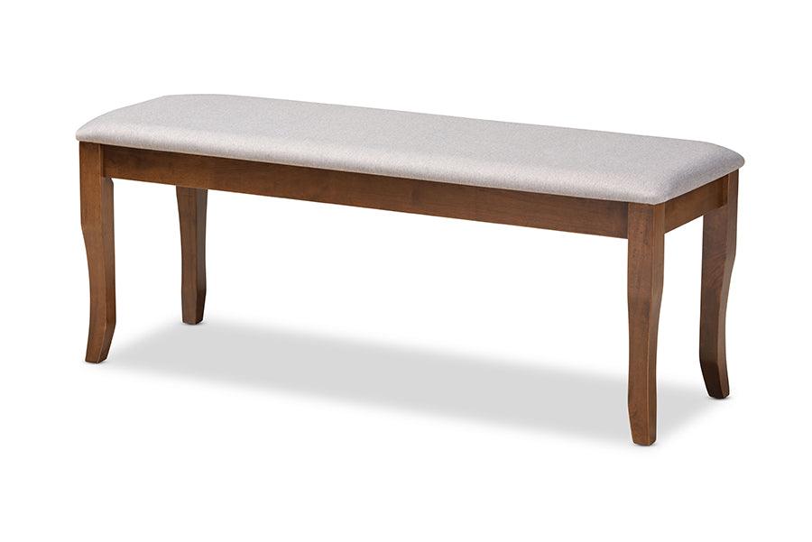 Cornelie Modern and Contemporary Transitional Fabric Upholstered and Finished Wood Dining Bench