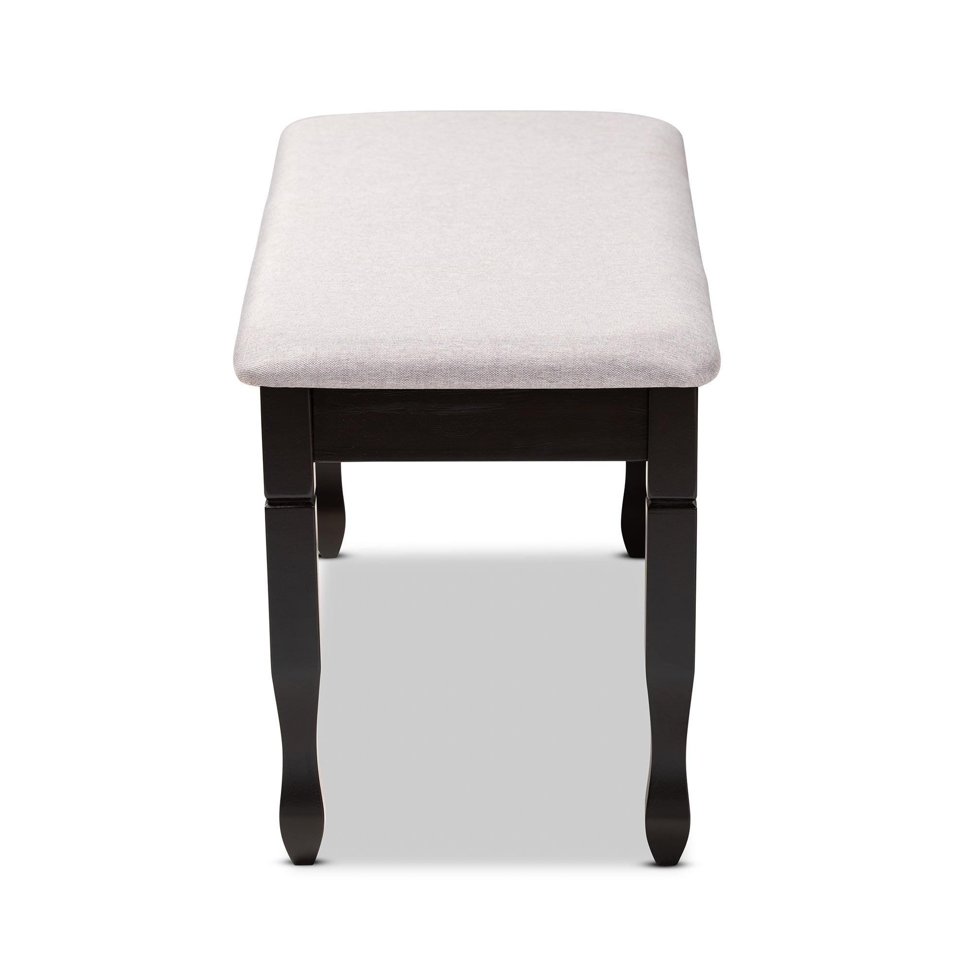Corey Modern and Contemporary Fabric Upholstered and Finished Wood Dining Bench