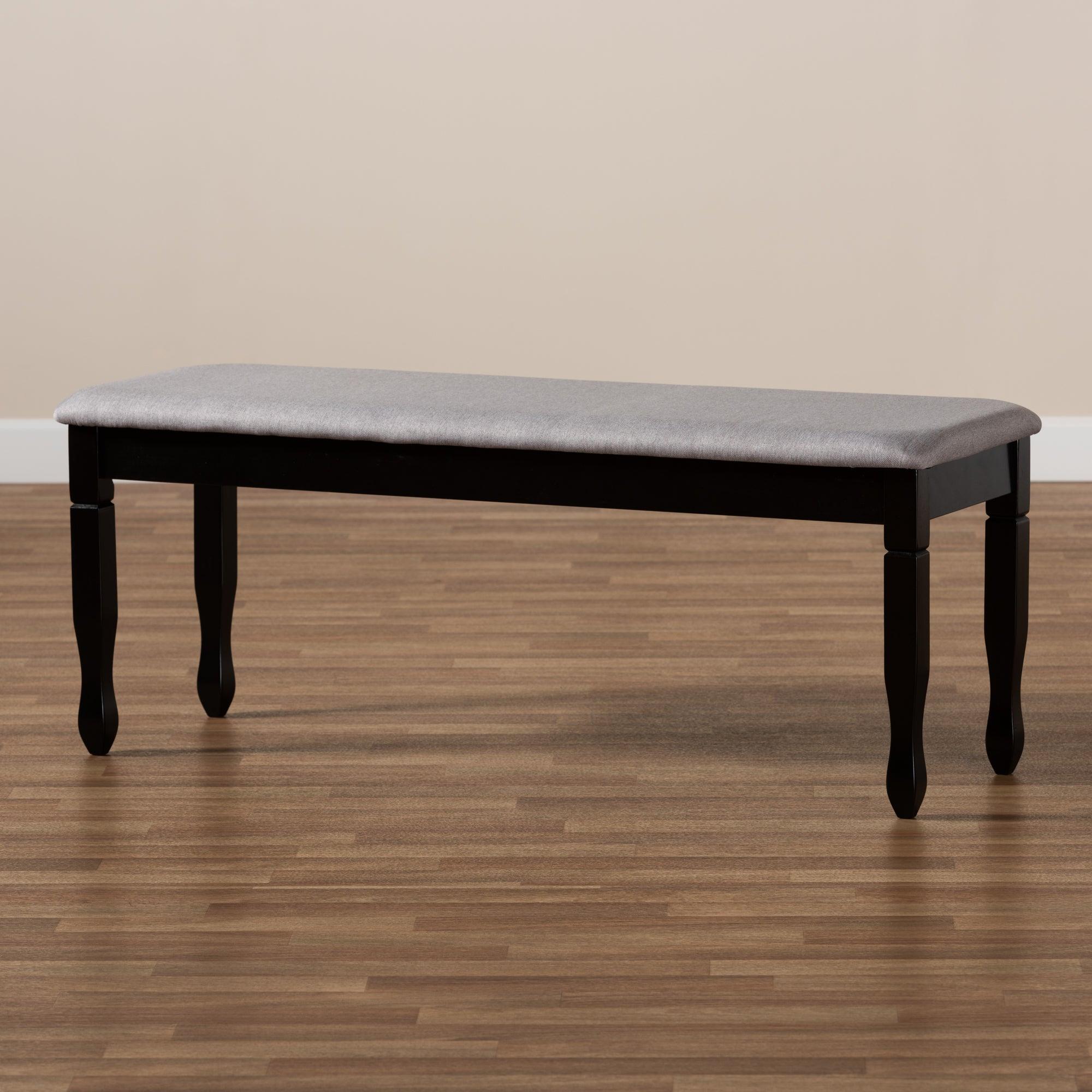 Corey Modern and Contemporary Fabric Upholstered and Finished Wood Dining Bench