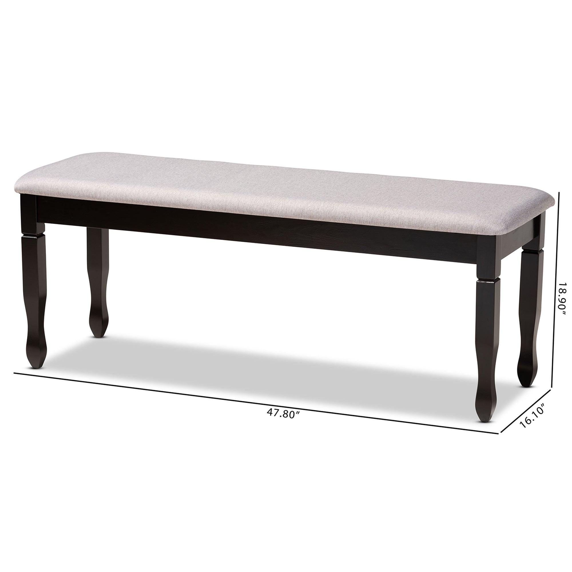 Corey Modern and Contemporary Fabric Upholstered and Finished Wood Dining Bench