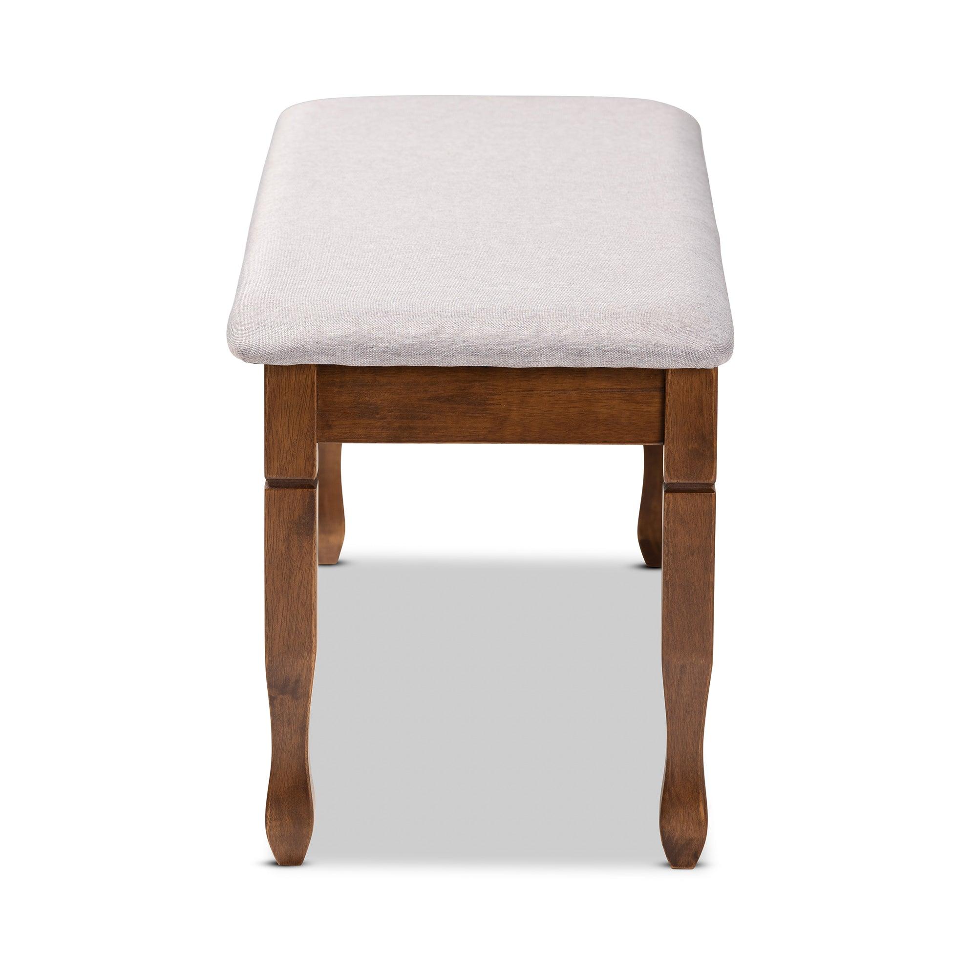 Corey Modern and Contemporary Fabric Upholstered and Finished Wood Dining Bench