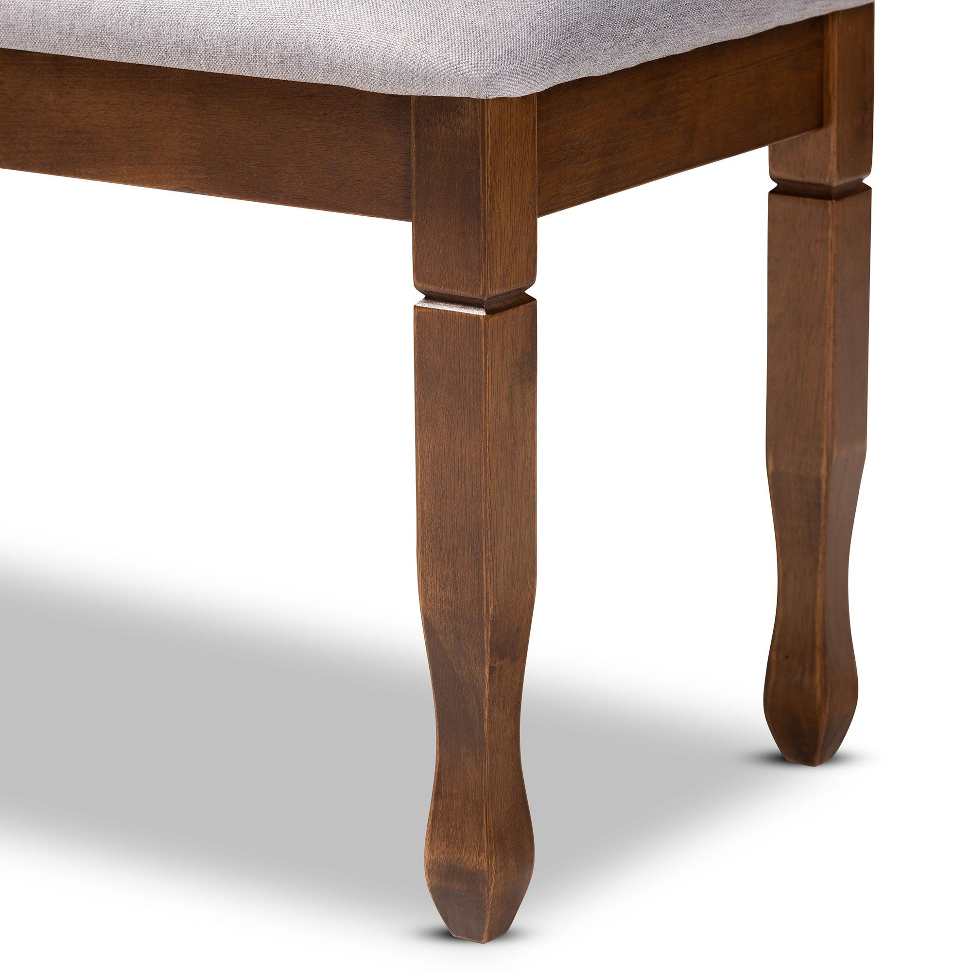 Corey Modern and Contemporary Fabric Upholstered and Finished Wood Dining Bench