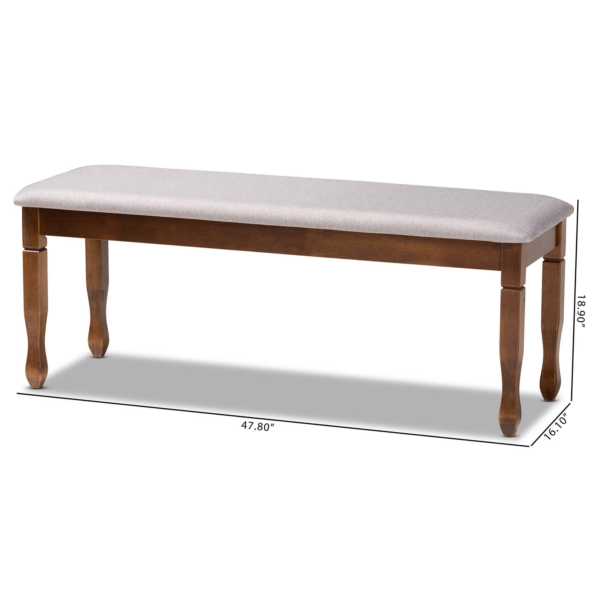 Corey Modern and Contemporary Fabric Upholstered and Finished Wood Dining Bench
