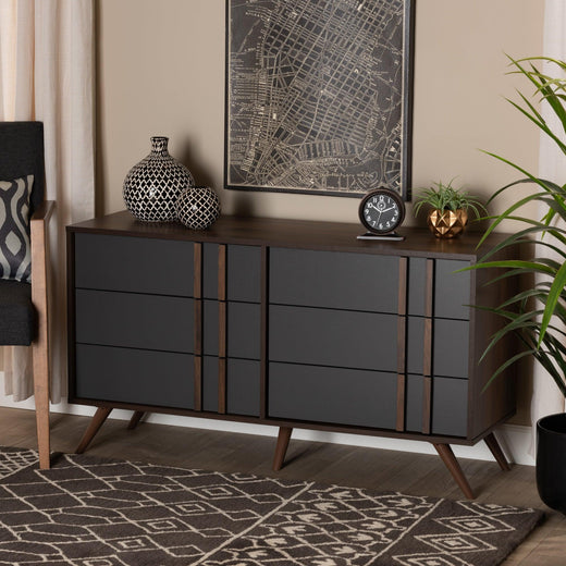 Naoki Modern and Contemporary Two-Tone and Finished Wood 6-Drawer Bedroom Dresser
