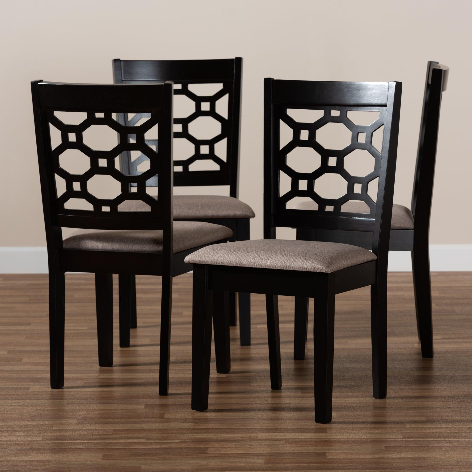 Peter Modern and Contemporary Sand Fabric Upholstered and Finished Wood 4-Piece Dining Chair Set