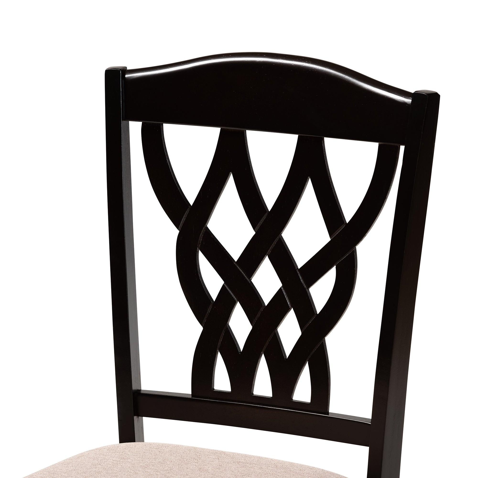 Delilah Modern and Contemporary Sand Fabric Upholstered and Finished Wood 2-Piece Dining Chair Set