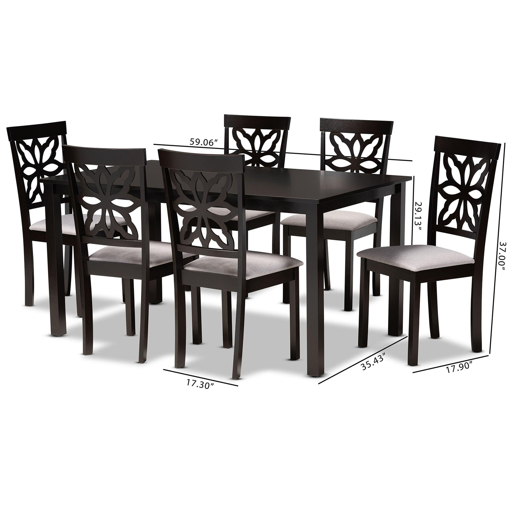Dallas Modern and Contemporary Fabric Upholstered and Finished Wood 7-Piece Dining Set