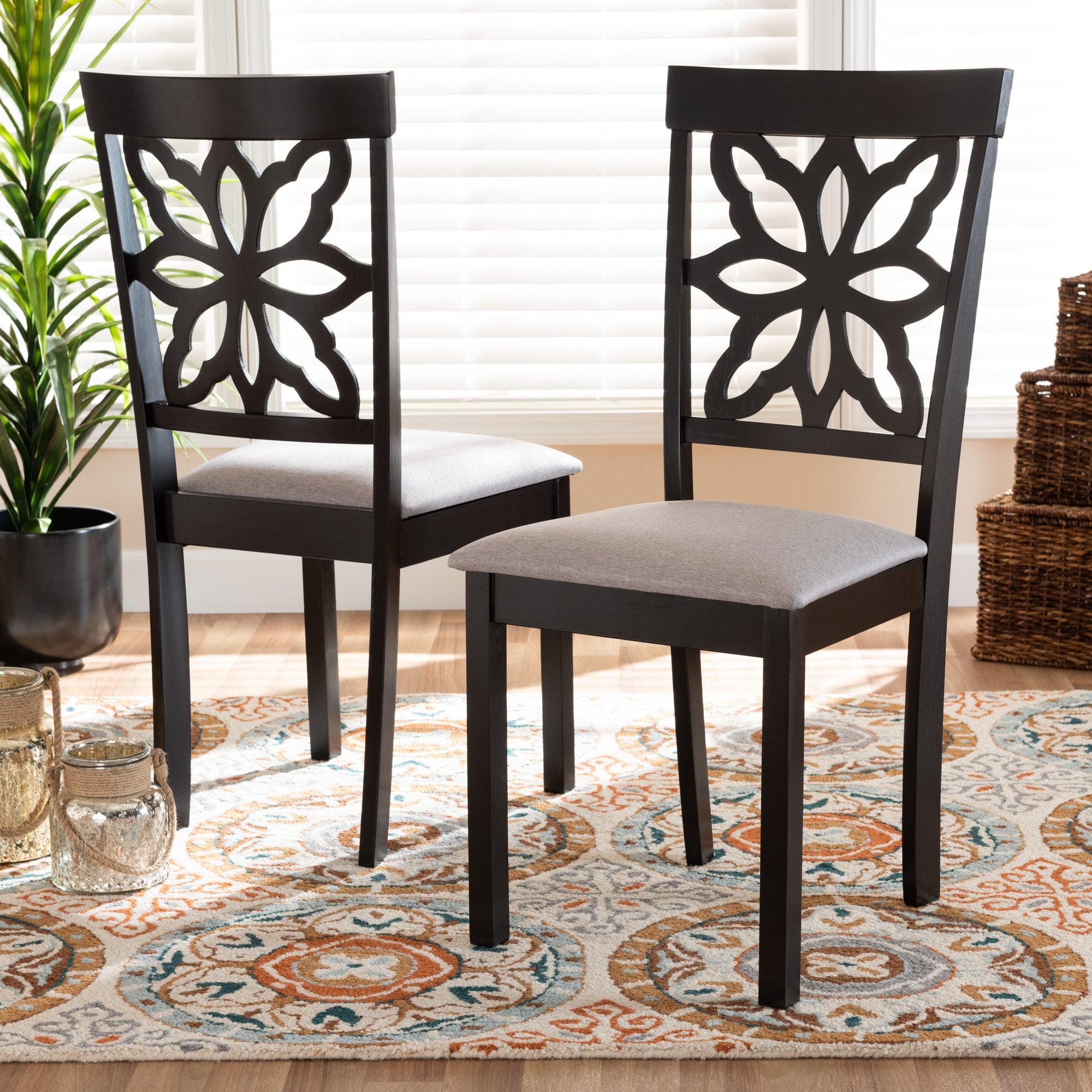 Samwell Modern and Contemporary Fabric Upholstered and Finished Wood 2-Piece Dining Chair Set