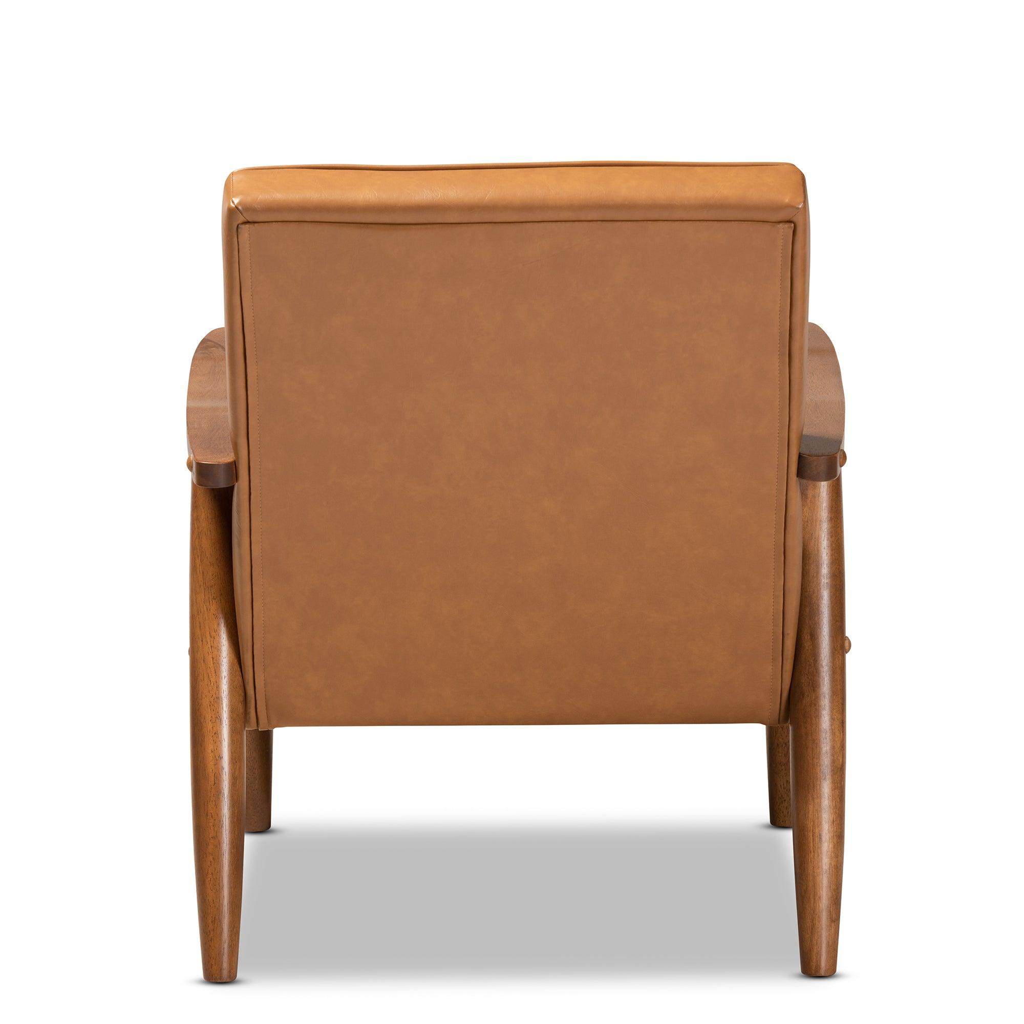 Sorrento Mid-Century Modern Faux Leather Upholstered and Finished Wood Lounge Chair