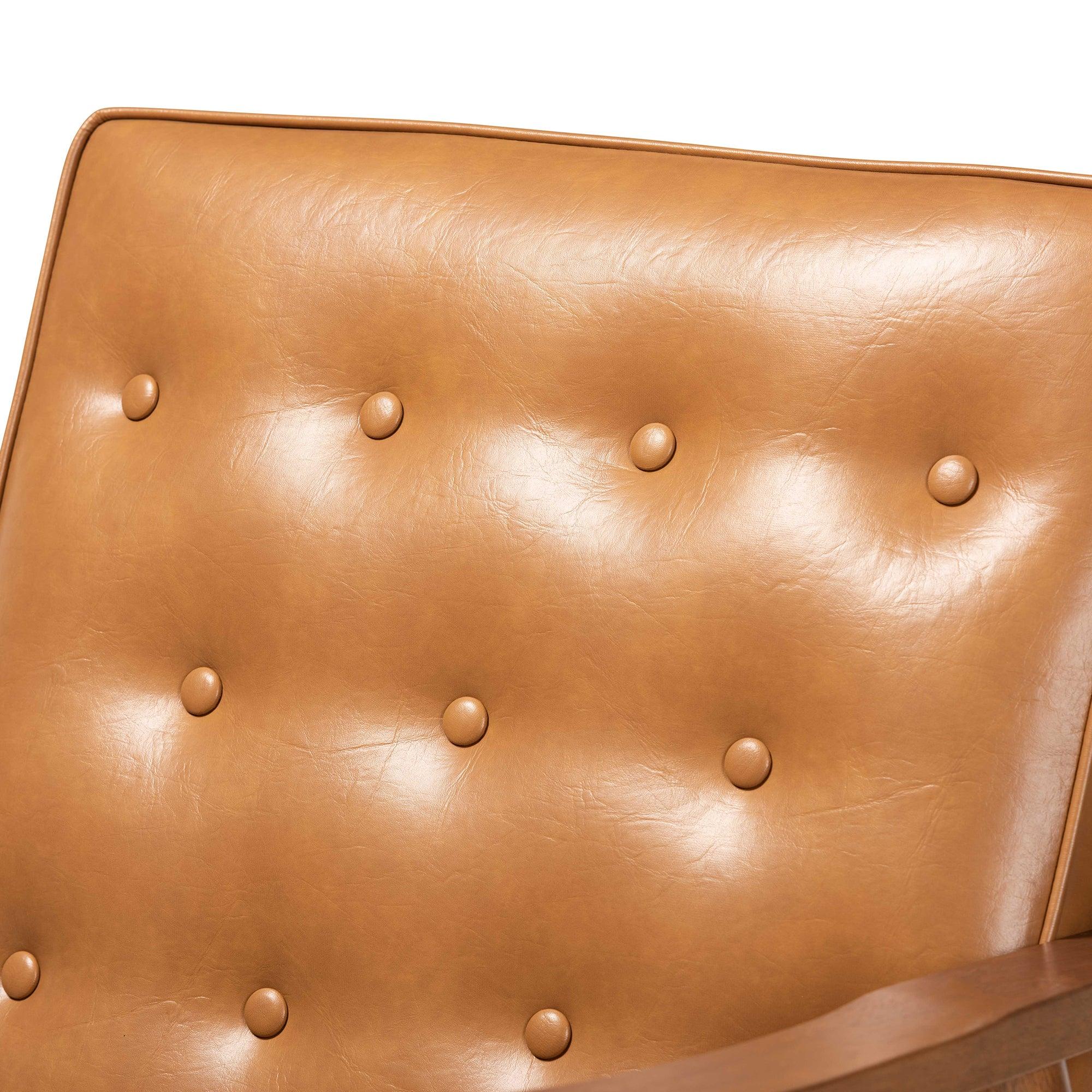 Sorrento Mid-Century Modern Faux Leather Upholstered and Finished Wood Lounge Chair